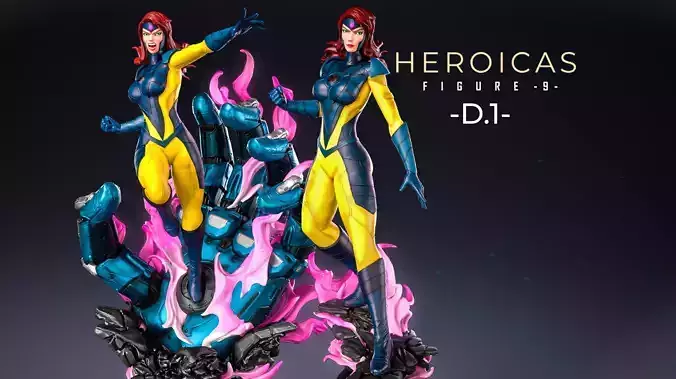 Heroicas - Figure 9 - D1 - Jean Grey -  3D print model
