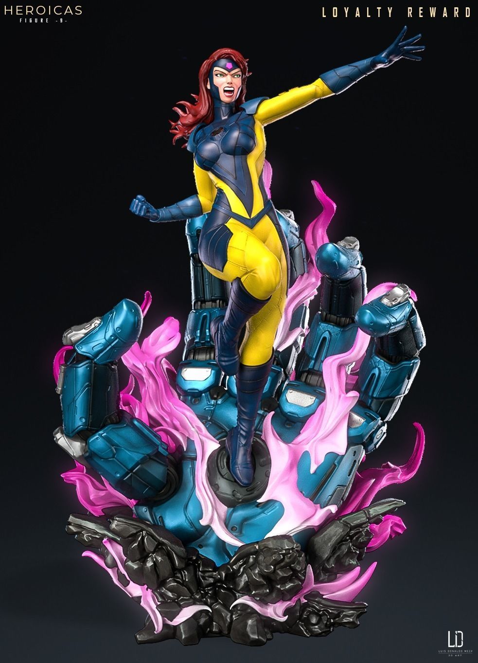 Heroicas - Figure 9 - D1 - Jean Grey -  3D print model_2