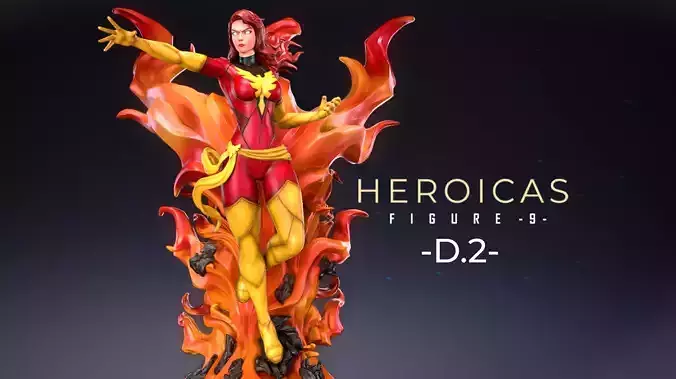 Heroicas - Figure 9 - D2 - Jean Grey - 3D print model