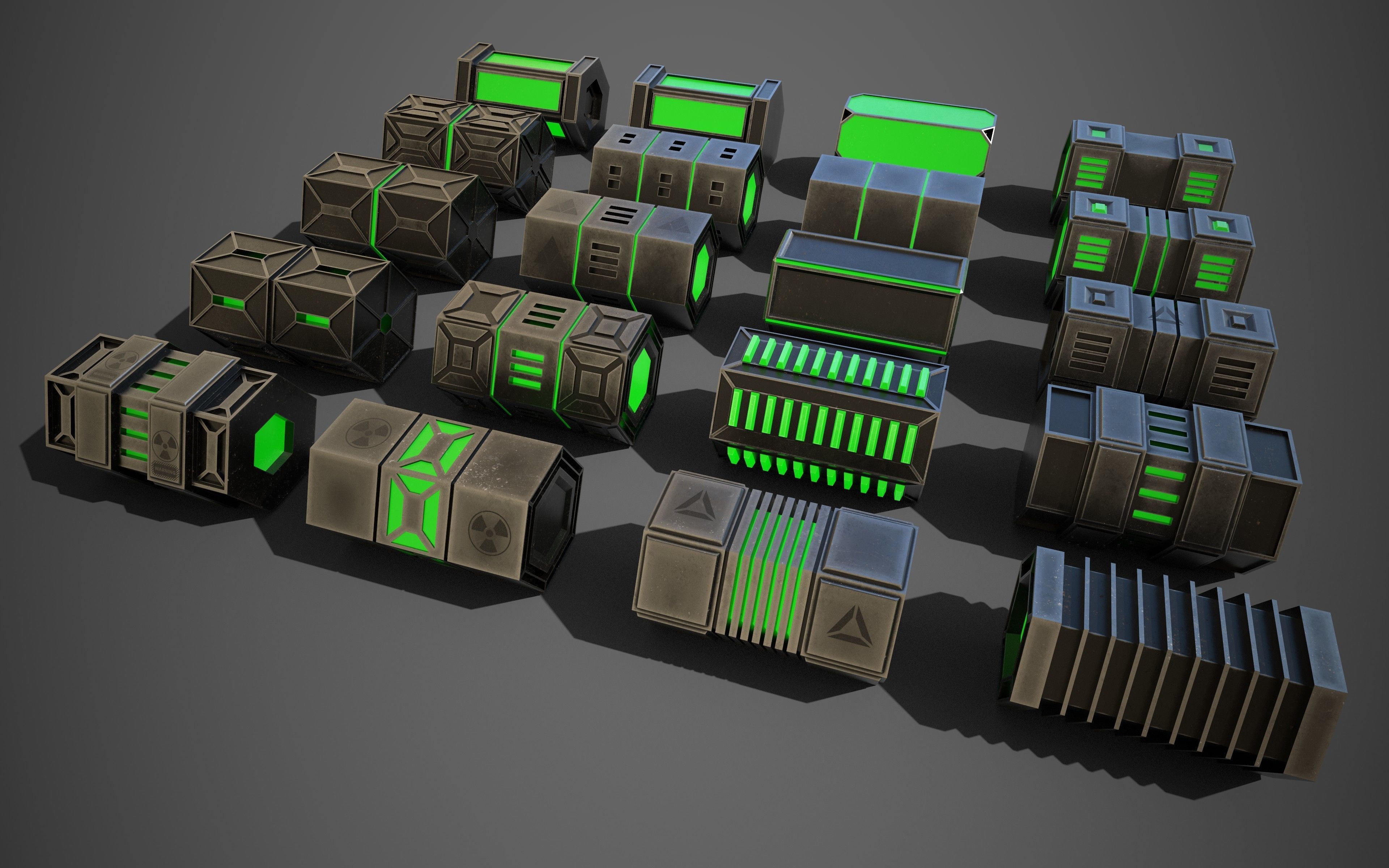 NGon Box Collection Metal Low-poly 3D model_7