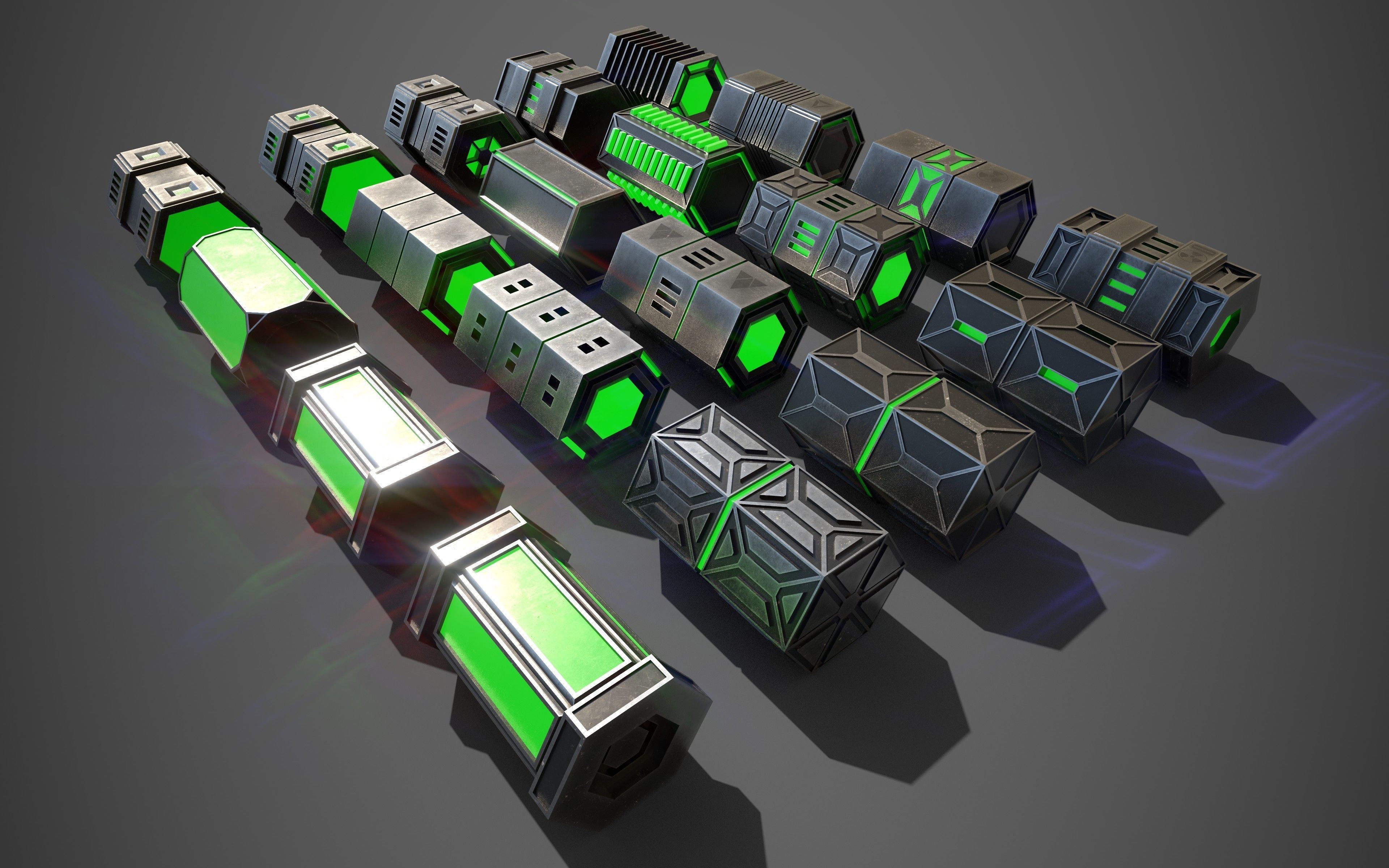 NGon Box Collection Metal Low-poly 3D model_1