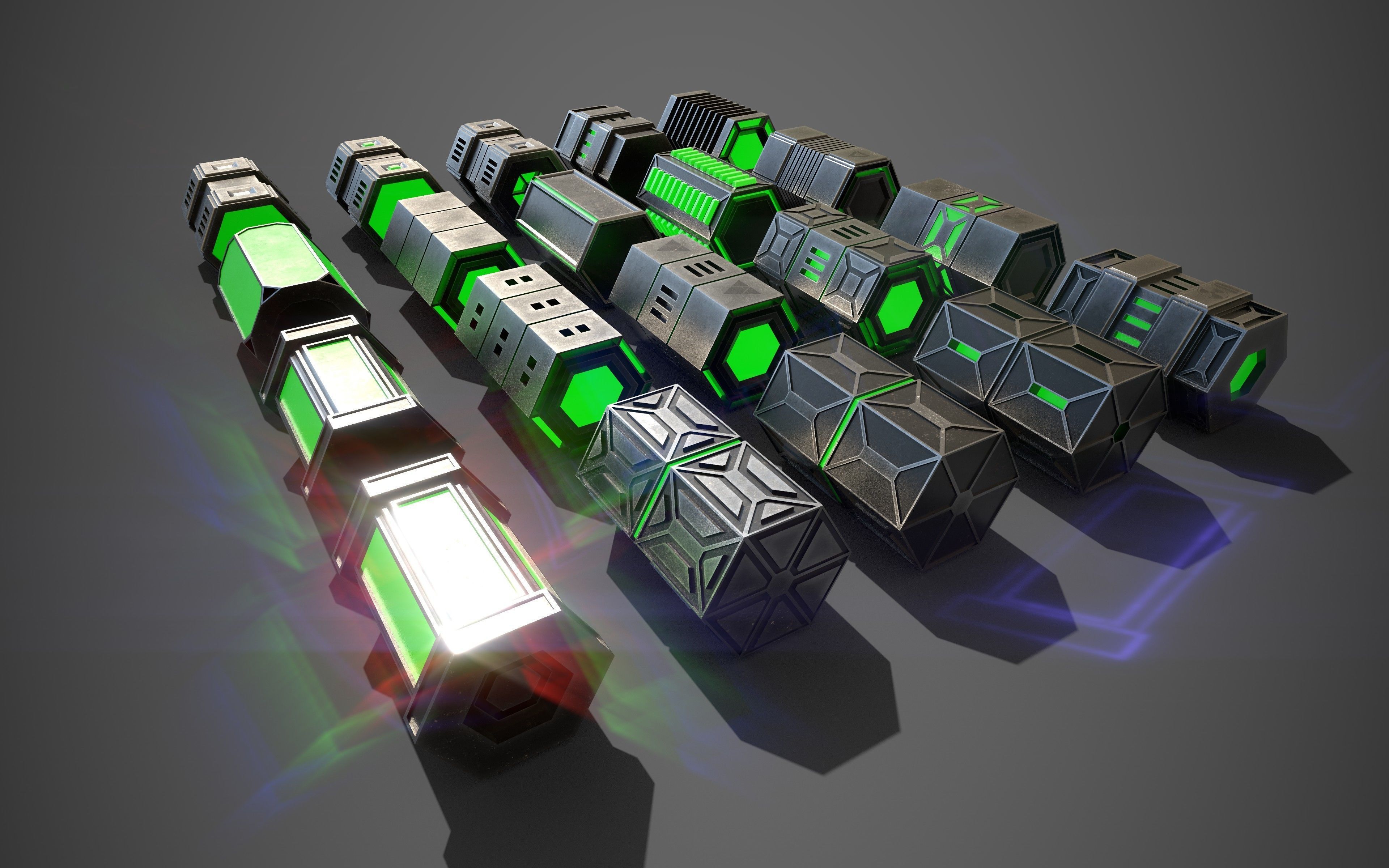 NGon Box Collection Metal Low-poly 3D model_5