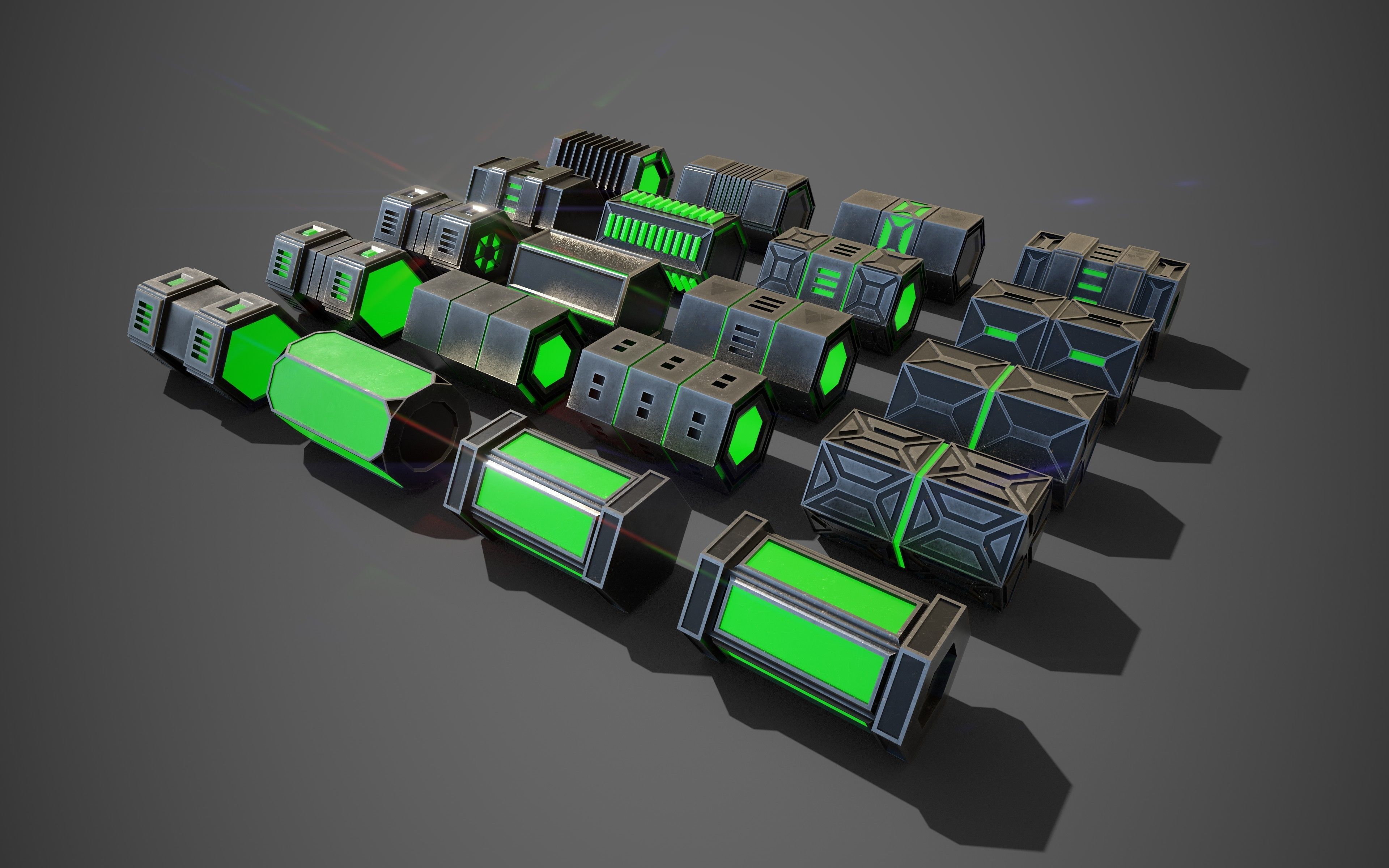 NGon Box Collection Metal Low-poly 3D model_4