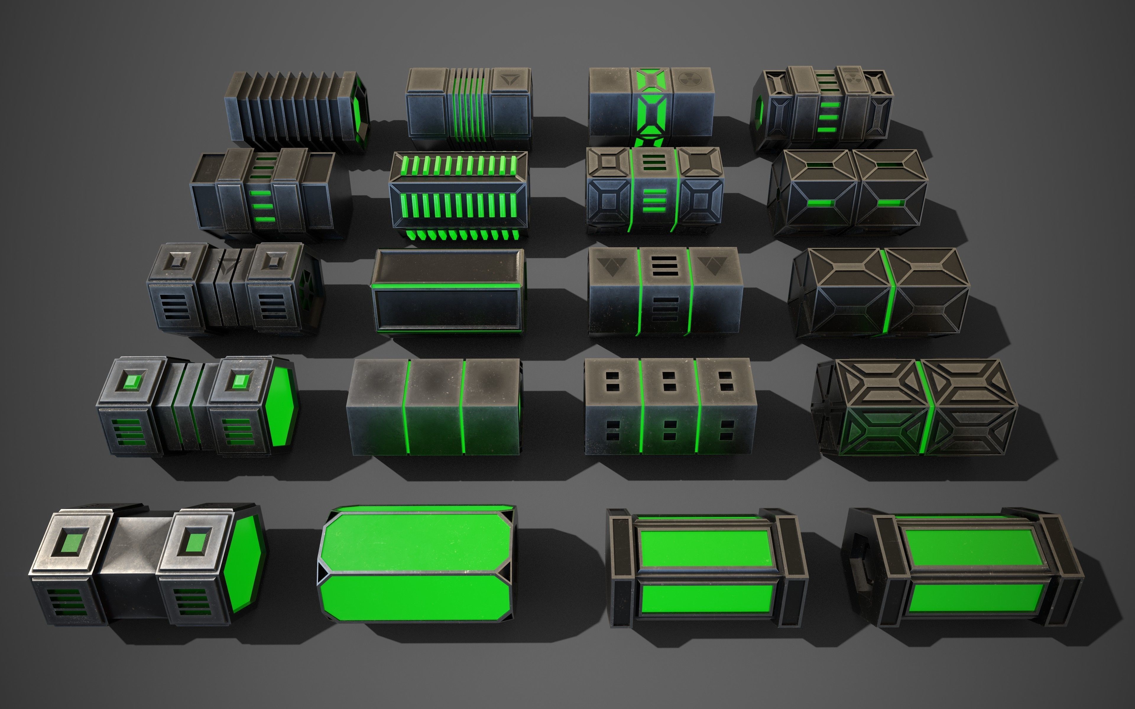 NGon Box Collection Metal Low-poly 3D model_2