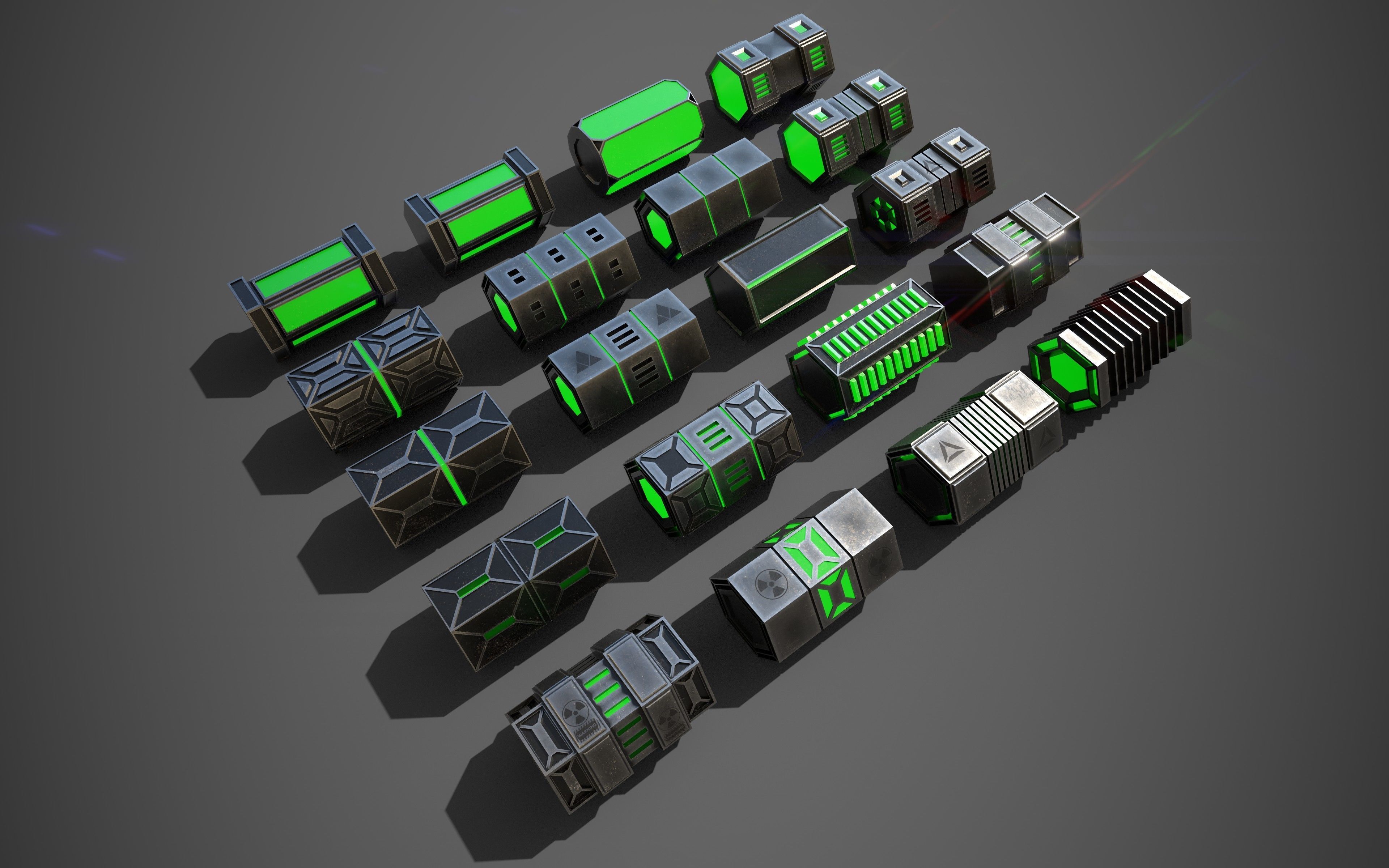 NGon Box Collection Metal Low-poly 3D model_9