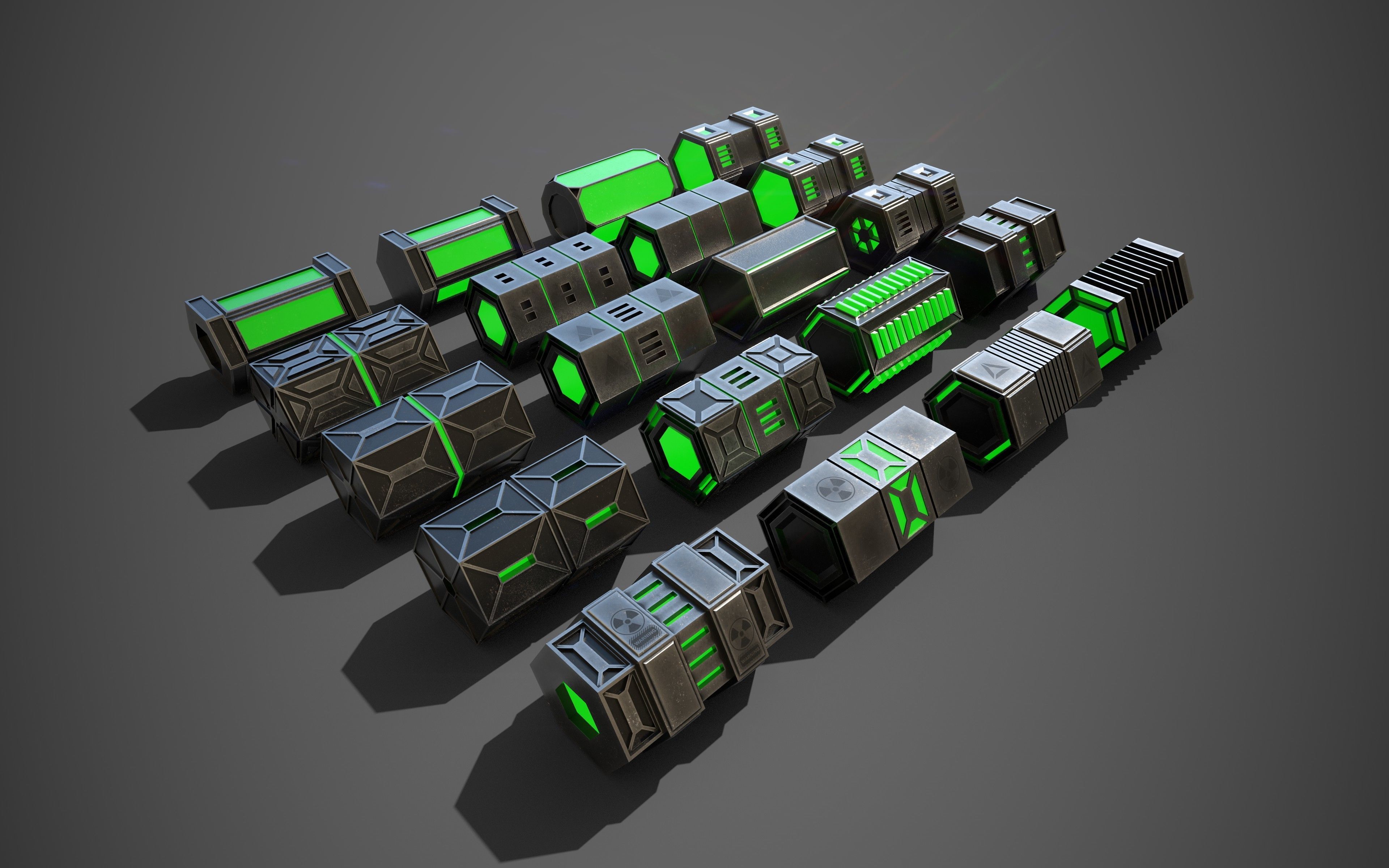 NGon Box Collection Metal Low-poly 3D model_3