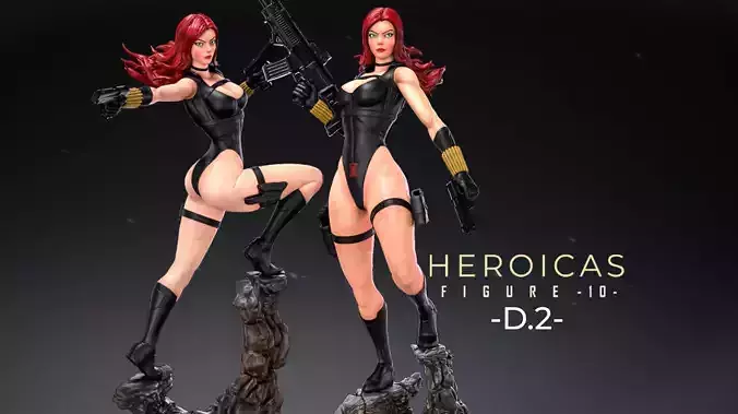 Heroicas - Figure 10 - D2 - Black Widow -  3D print model