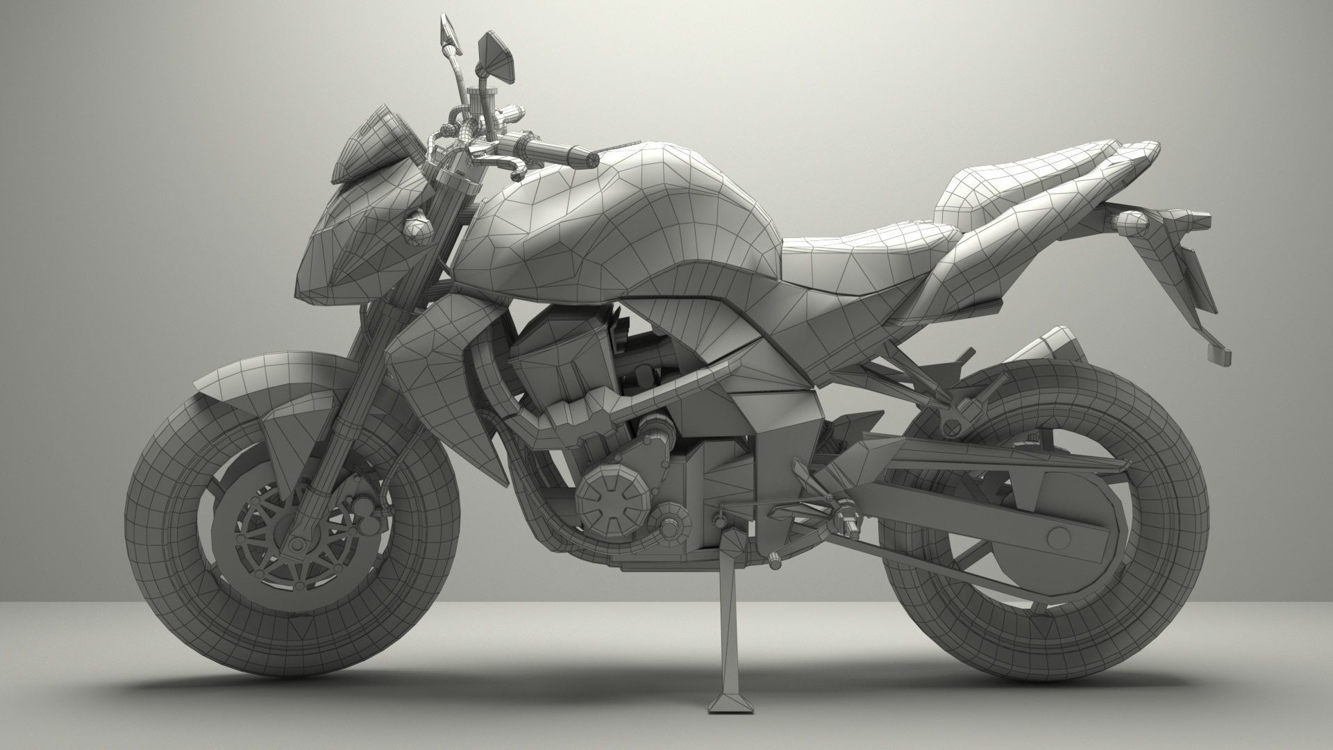 Kawasaki Z750 Low poly 3D Model Low-poly 3D model_2