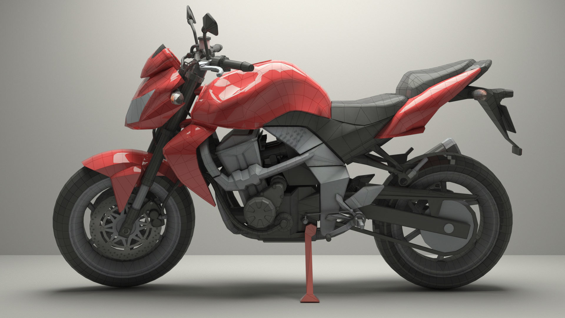 Kawasaki Z750 Low poly 3D Model Low-poly 3D model_1