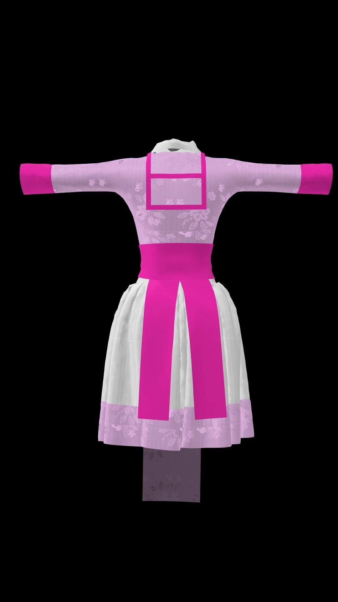 3d cartoon pink dress for female 3D model_3