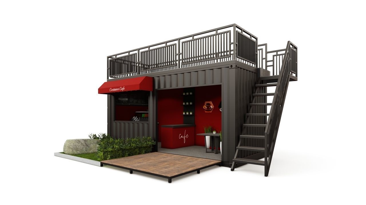 Mini Cafe Container Mod 3D model | CGTrader