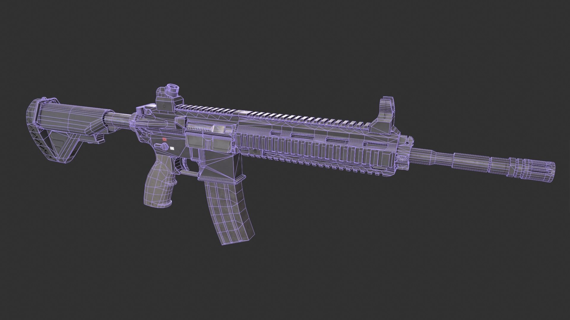 HK 416 Low-poly 3D model_1