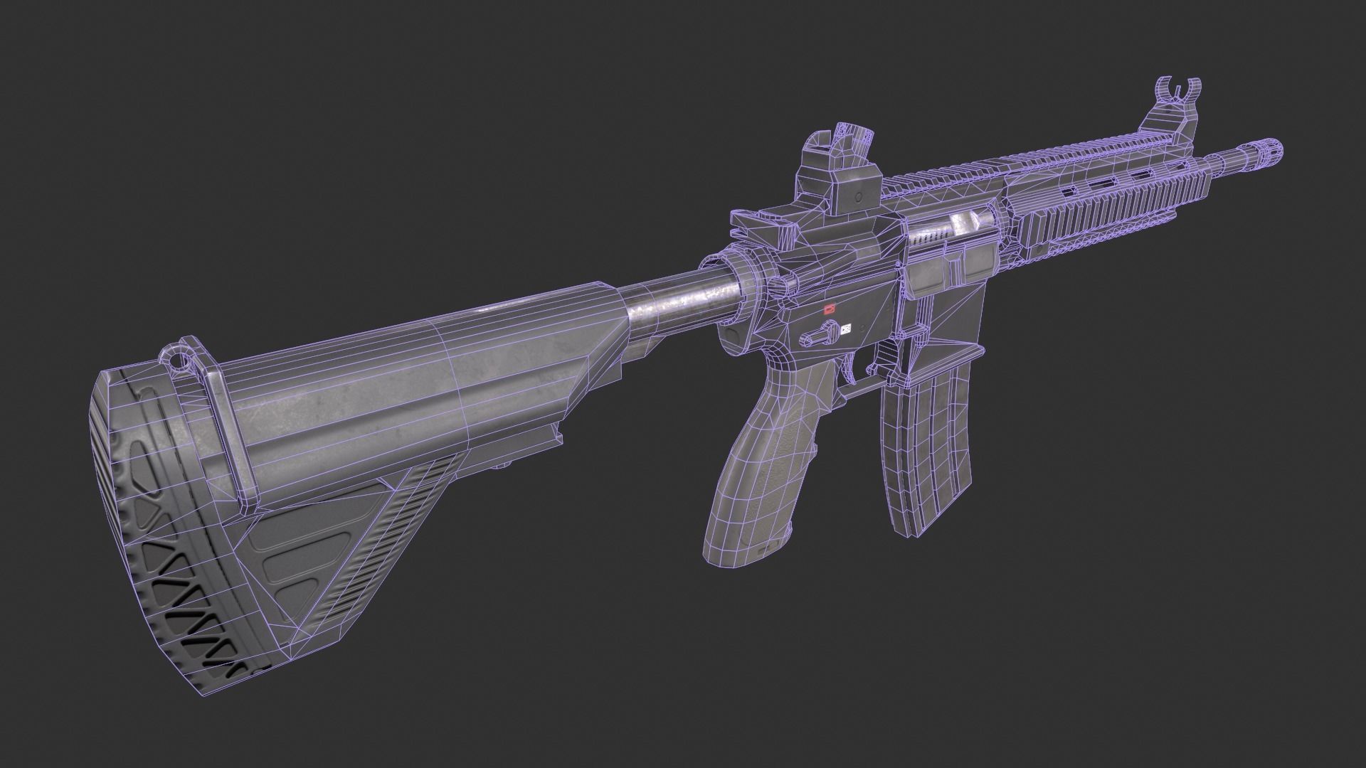 HK 416 Low-poly 3D model_3