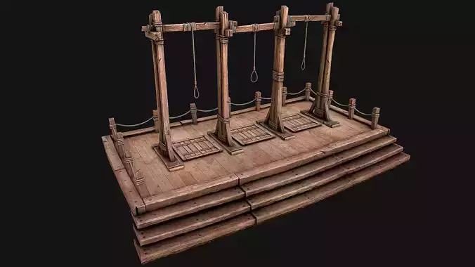 Medieval Gallows Podium Torture Low-poly 3D model Medieval Gallows Podium Torture Low-poly 3D model