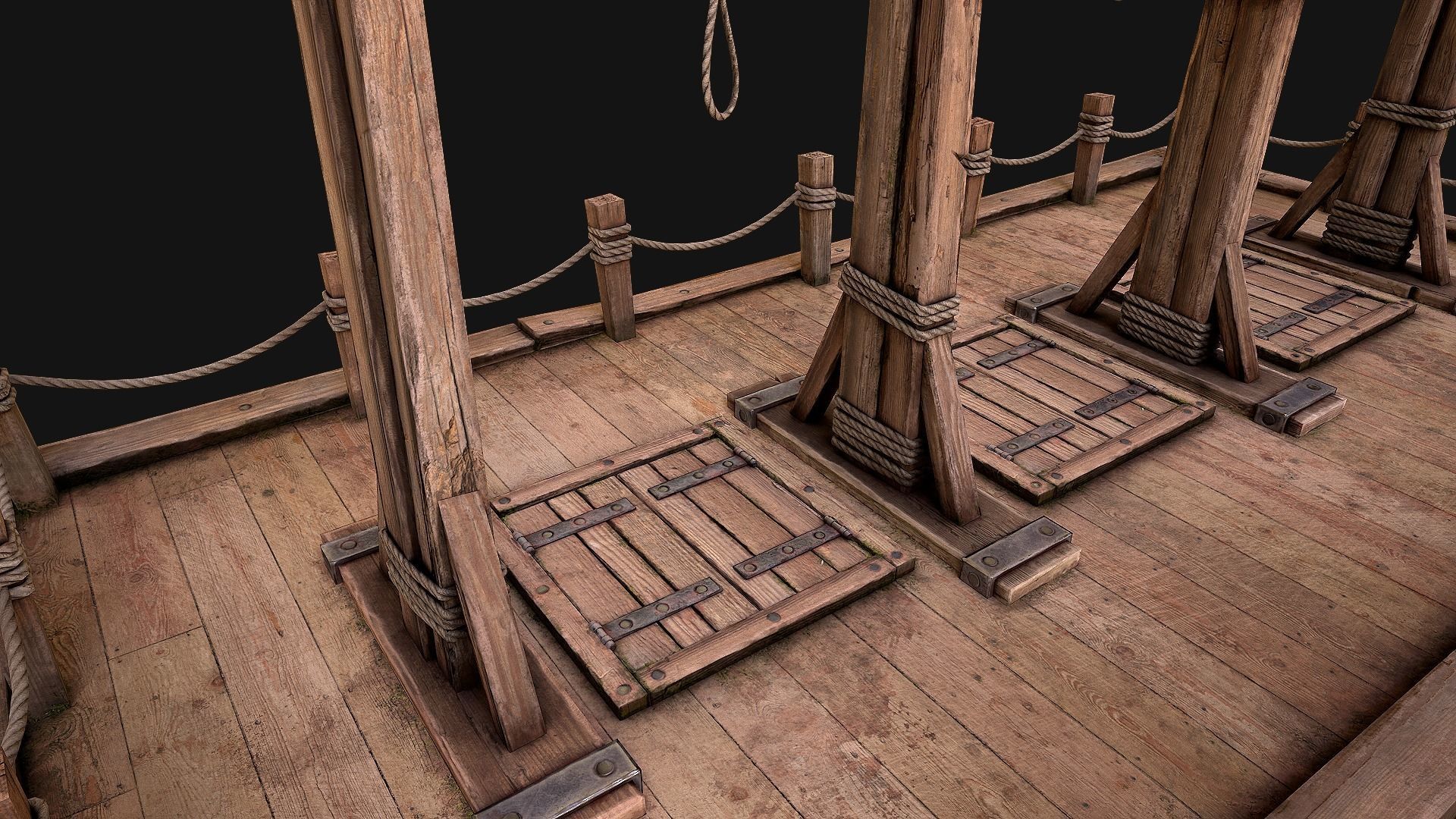Medieval Gallows Podium Torture Low-poly 3D model_14