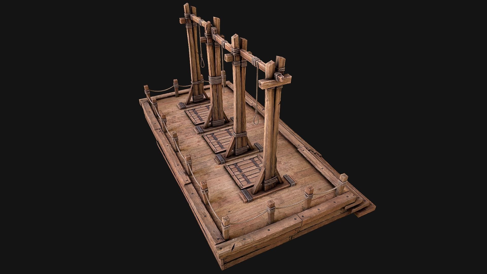 Medieval Gallows Podium Torture Low-poly 3D model_11