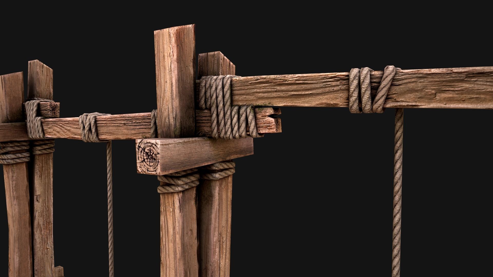 Medieval Gallows Podium Torture Low-poly 3D model_22