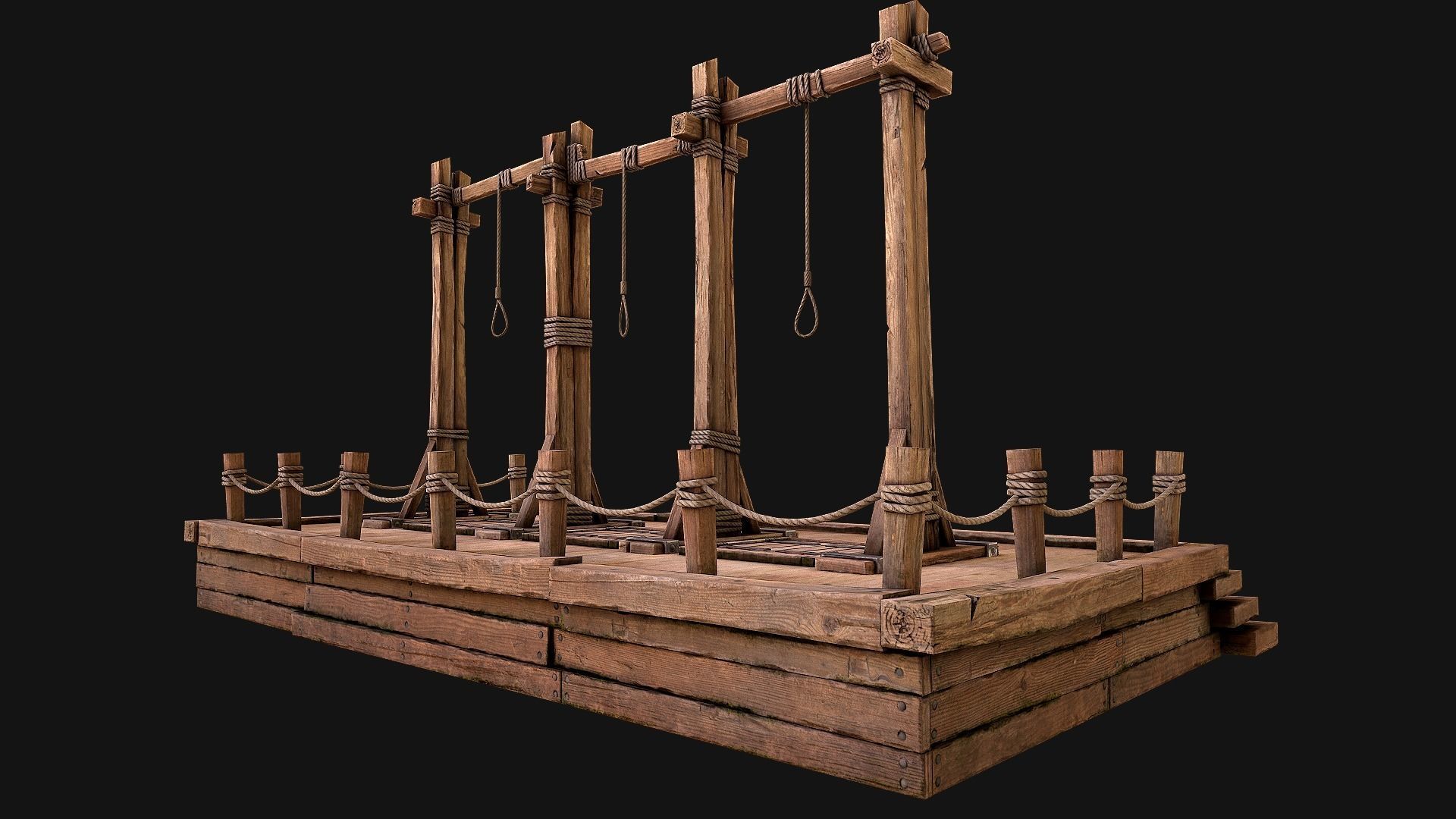 Medieval Gallows Podium Torture Low-poly 3D model_18