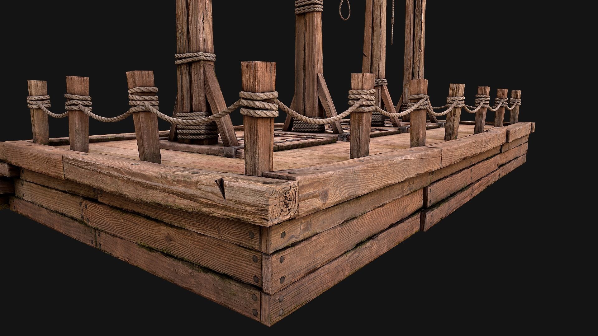 Medieval Gallows Podium Torture Low-poly 3D model_19