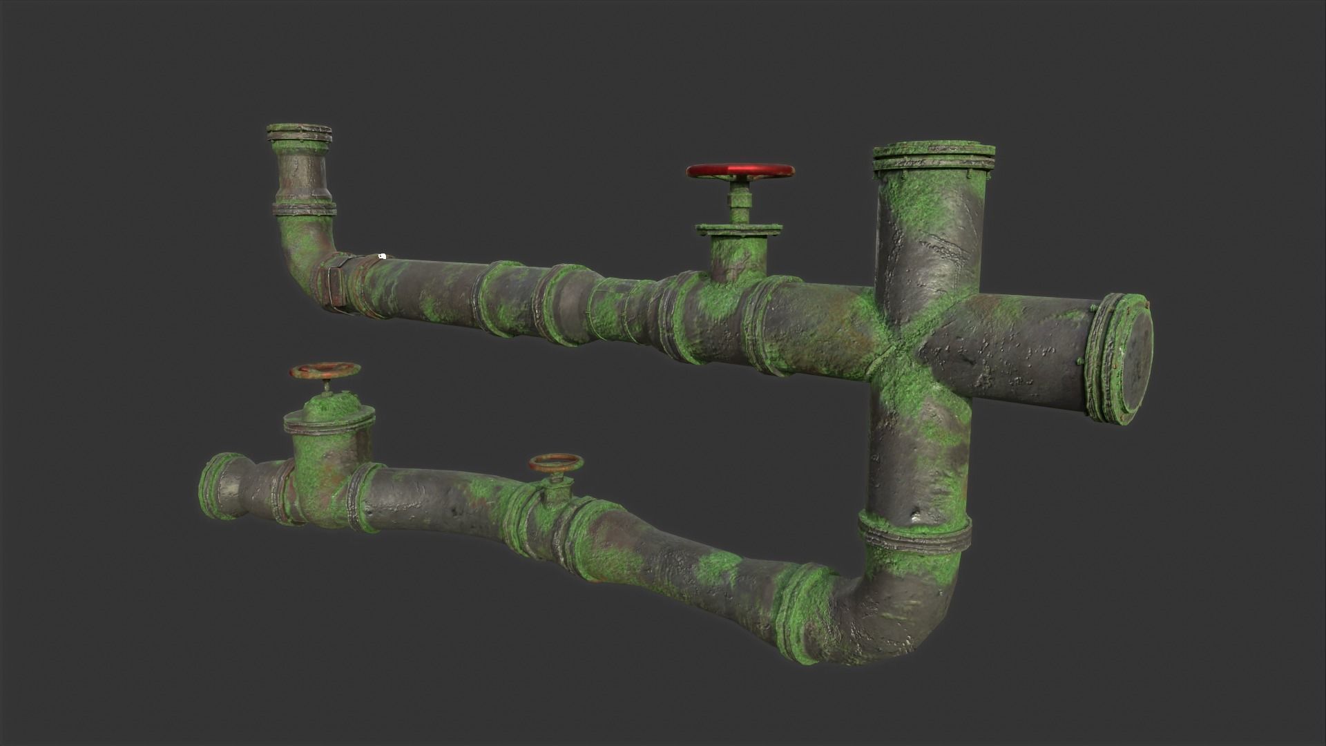 Pipes set of Low-poly 3D model_7