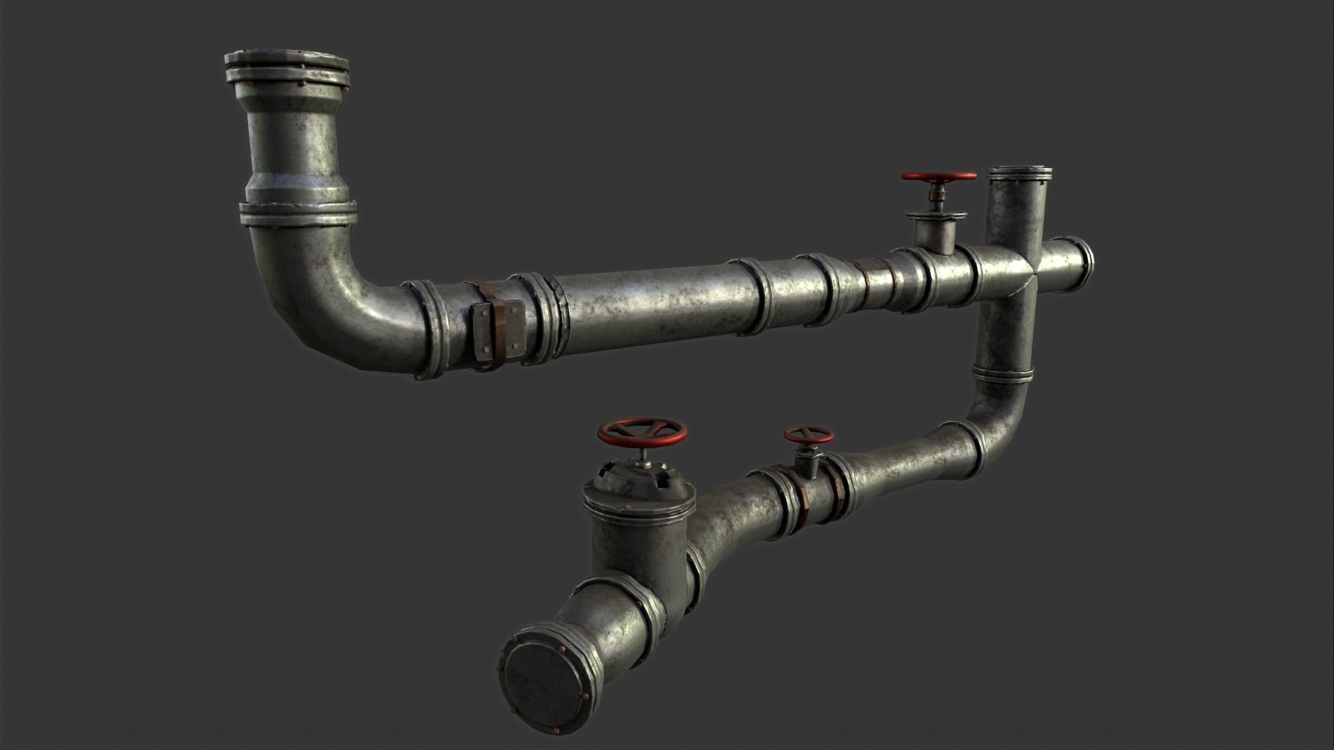 Pipes set of Low-poly 3D model_4