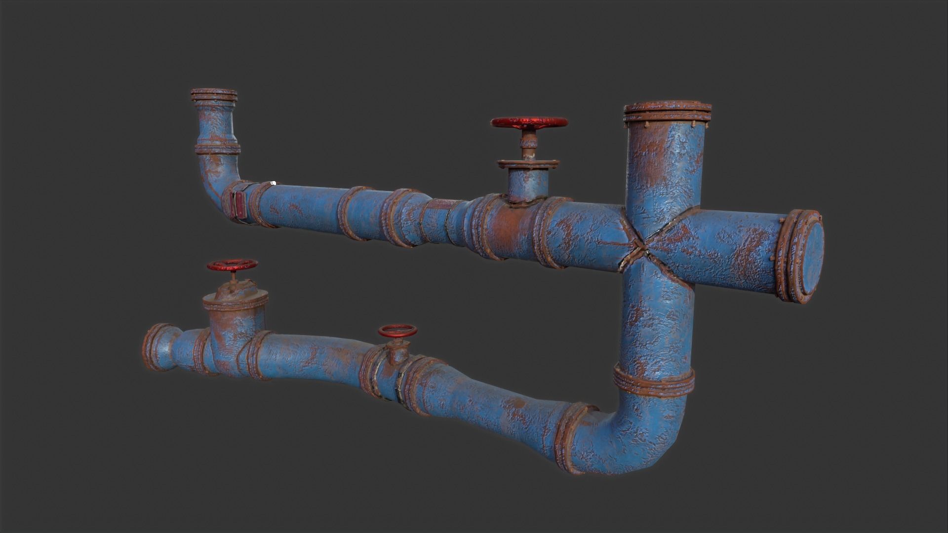 Pipes set of Low-poly 3D model_6