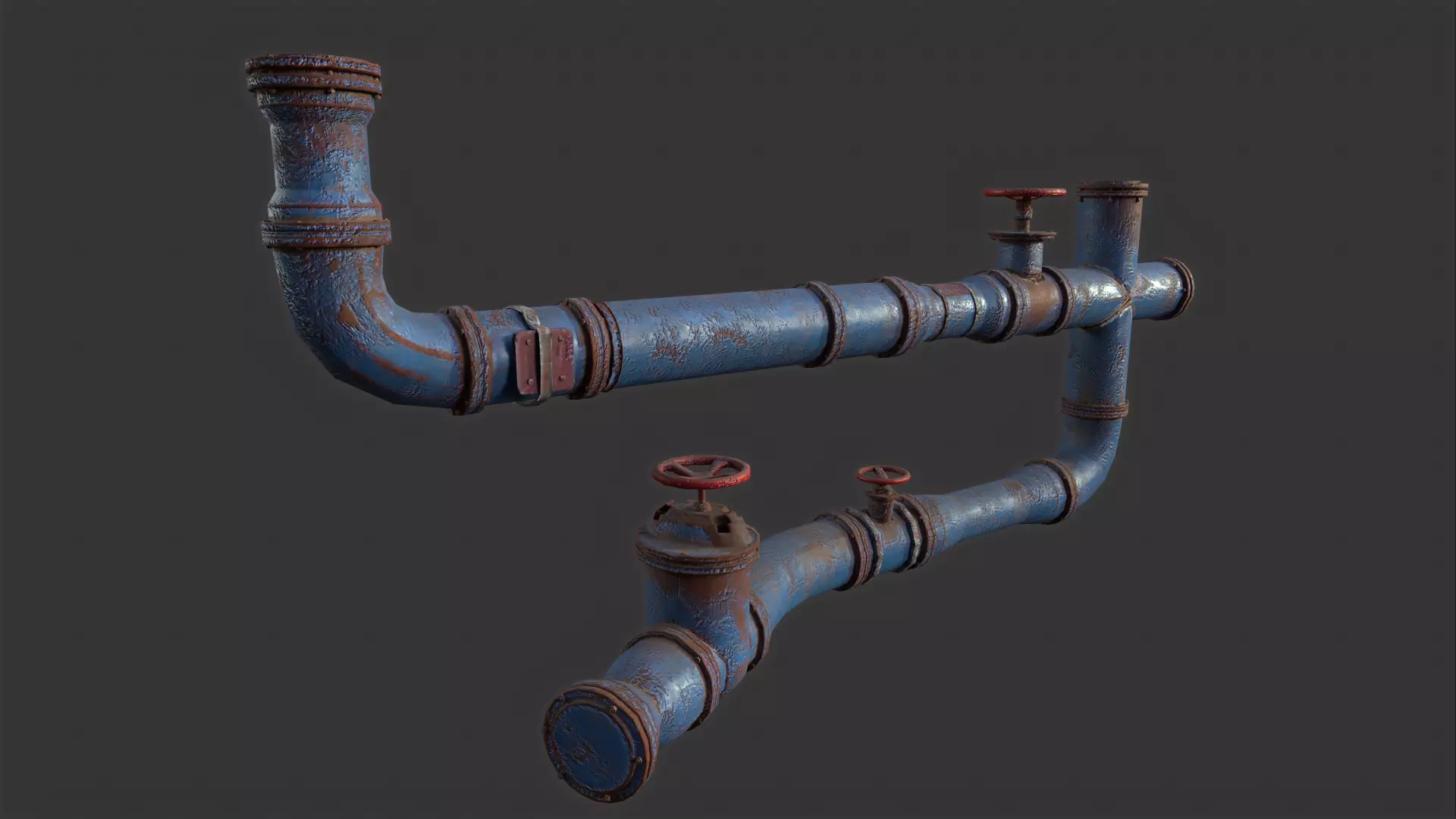 Pipes set of Low-poly 3D model_0