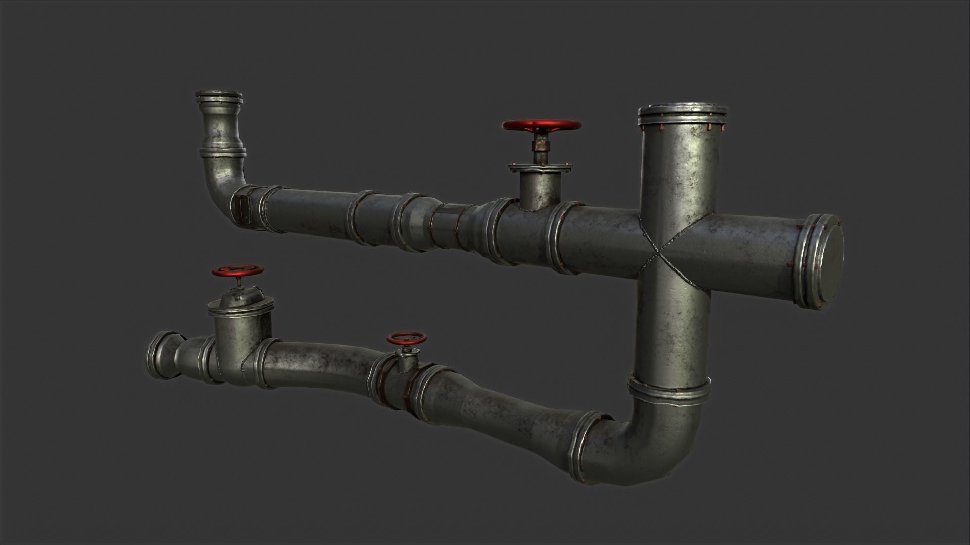 Pipes set of Low-poly 3D model_8