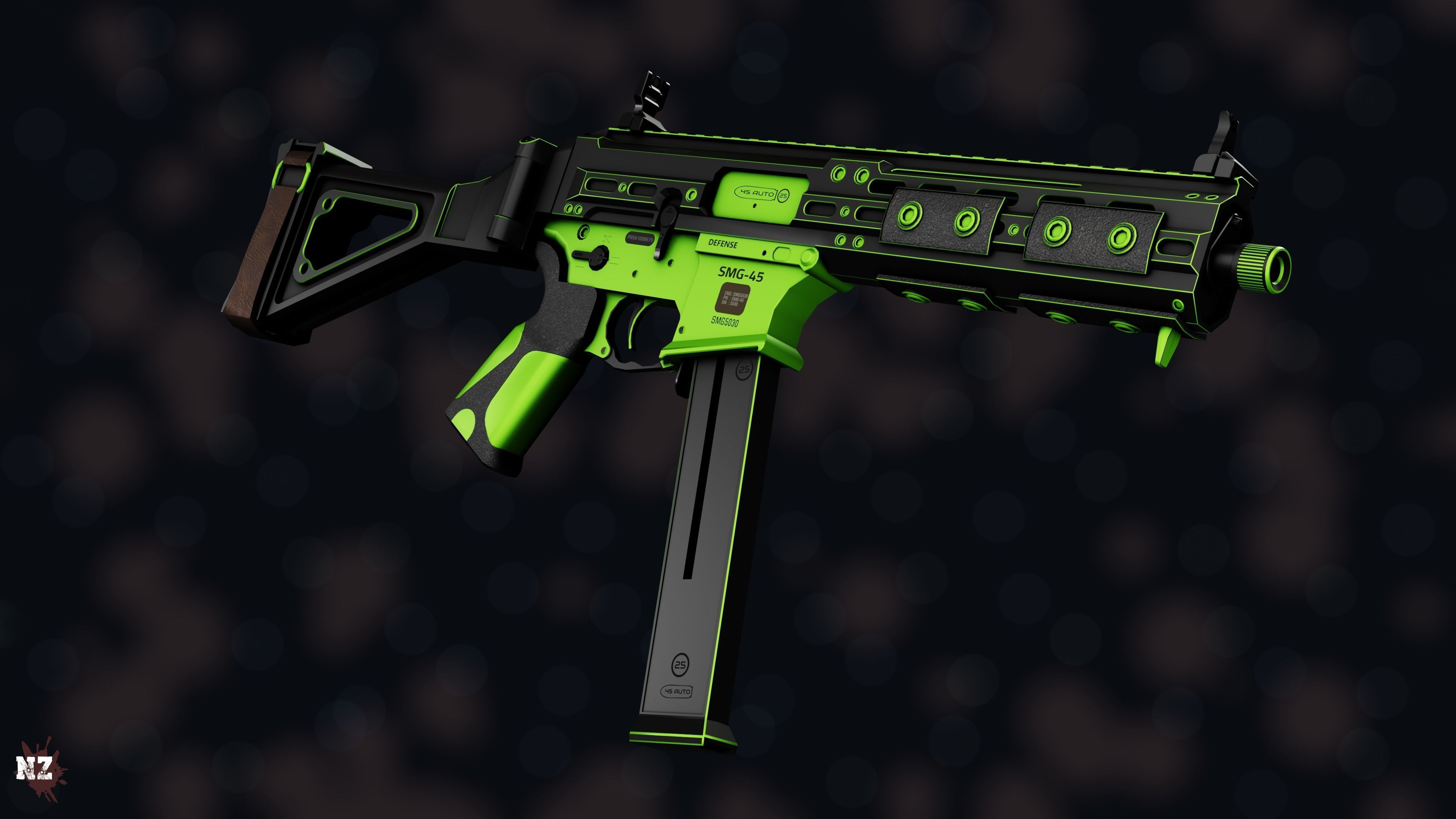 Weapon NZ SMG-45 Low-poly 3D model_24