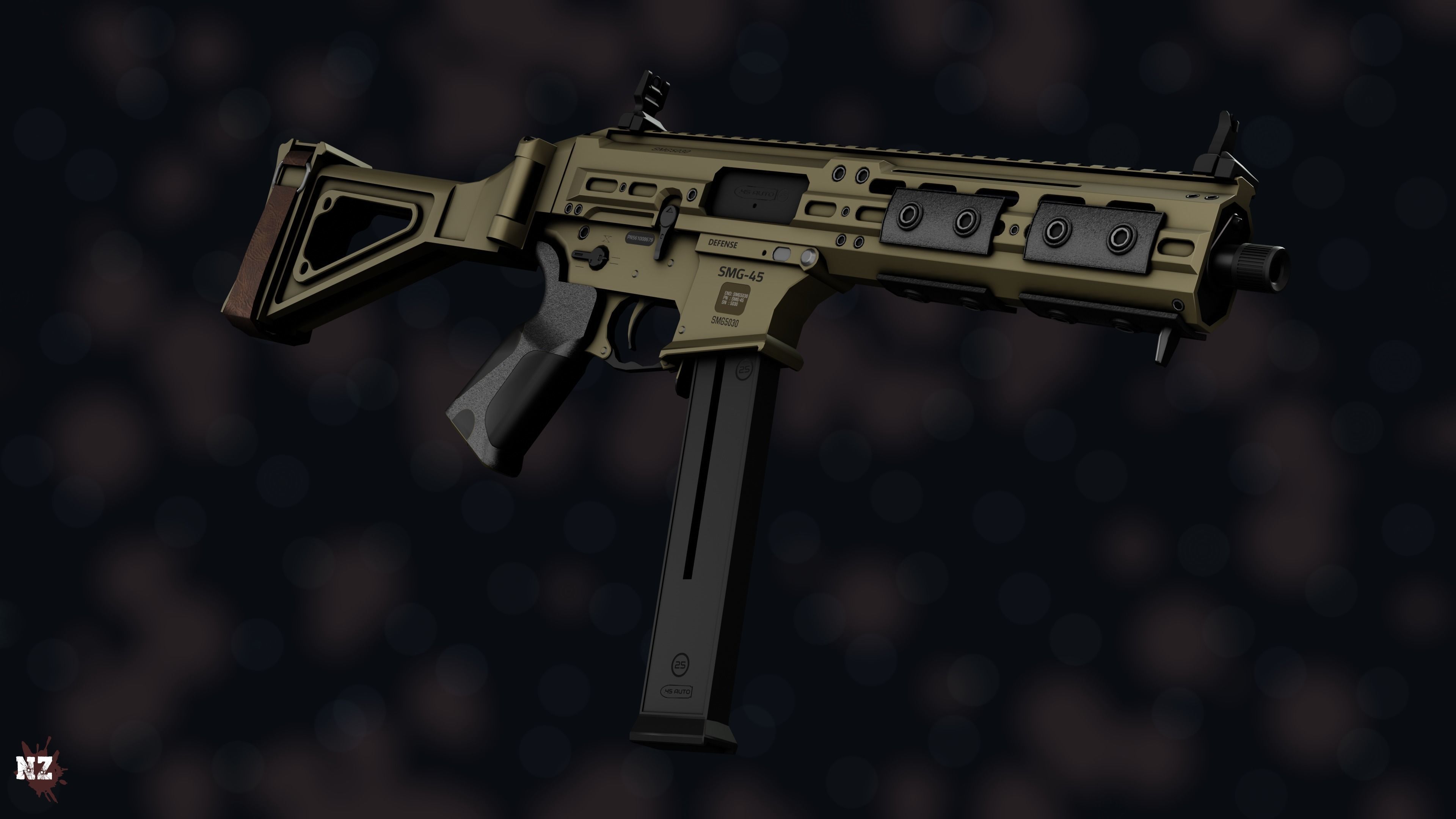 Weapon NZ SMG-45 Low-poly 3D model_25
