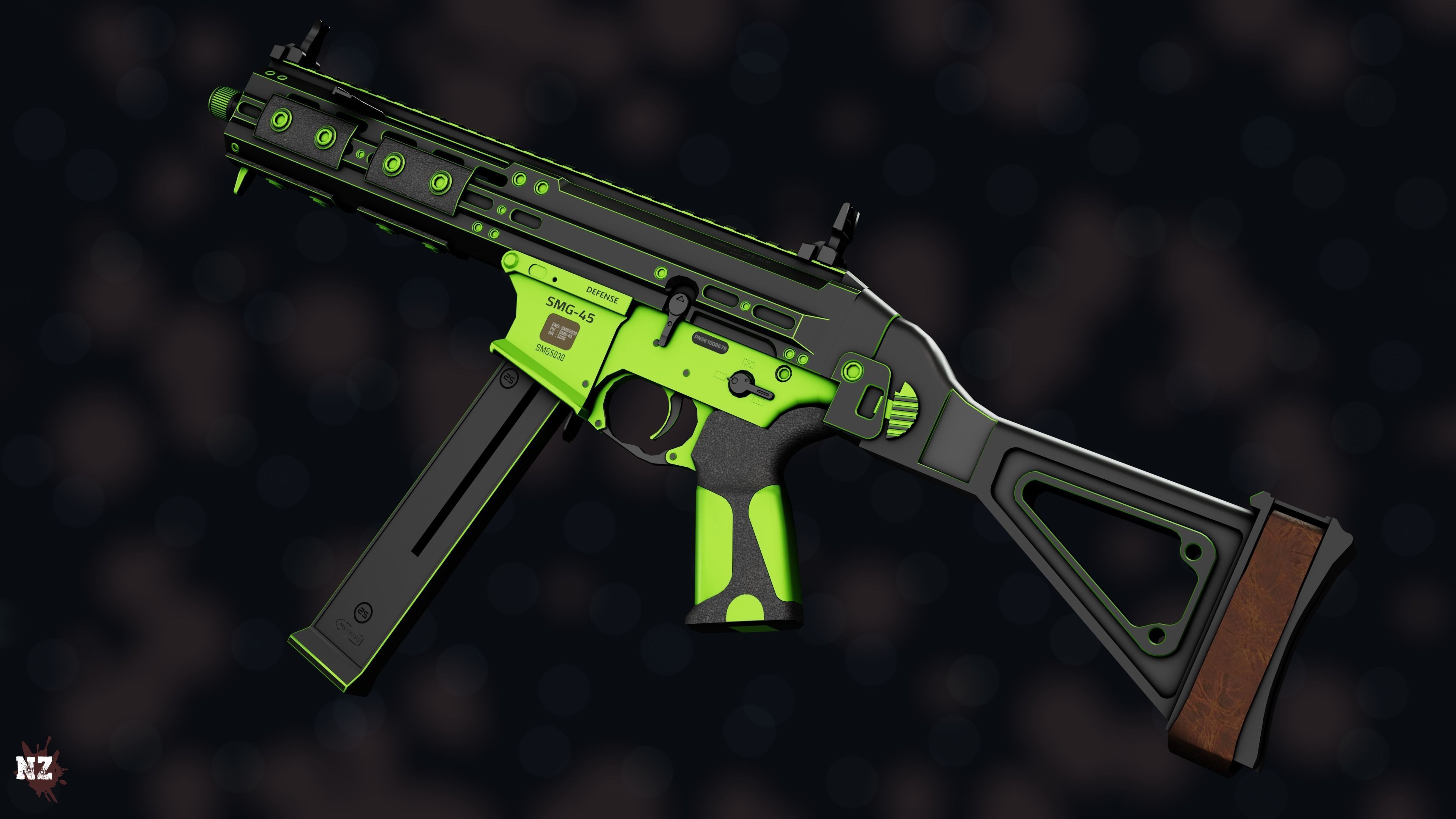 Weapon NZ SMG-45 Low-poly 3D model_19