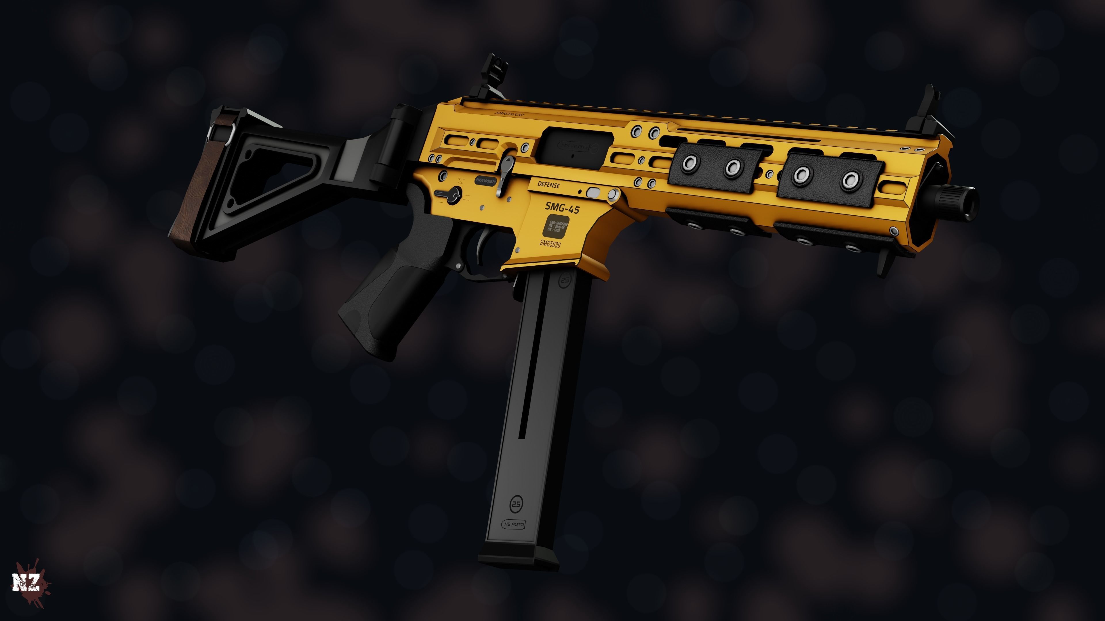 Weapon NZ SMG-45 Low-poly 3D model_21