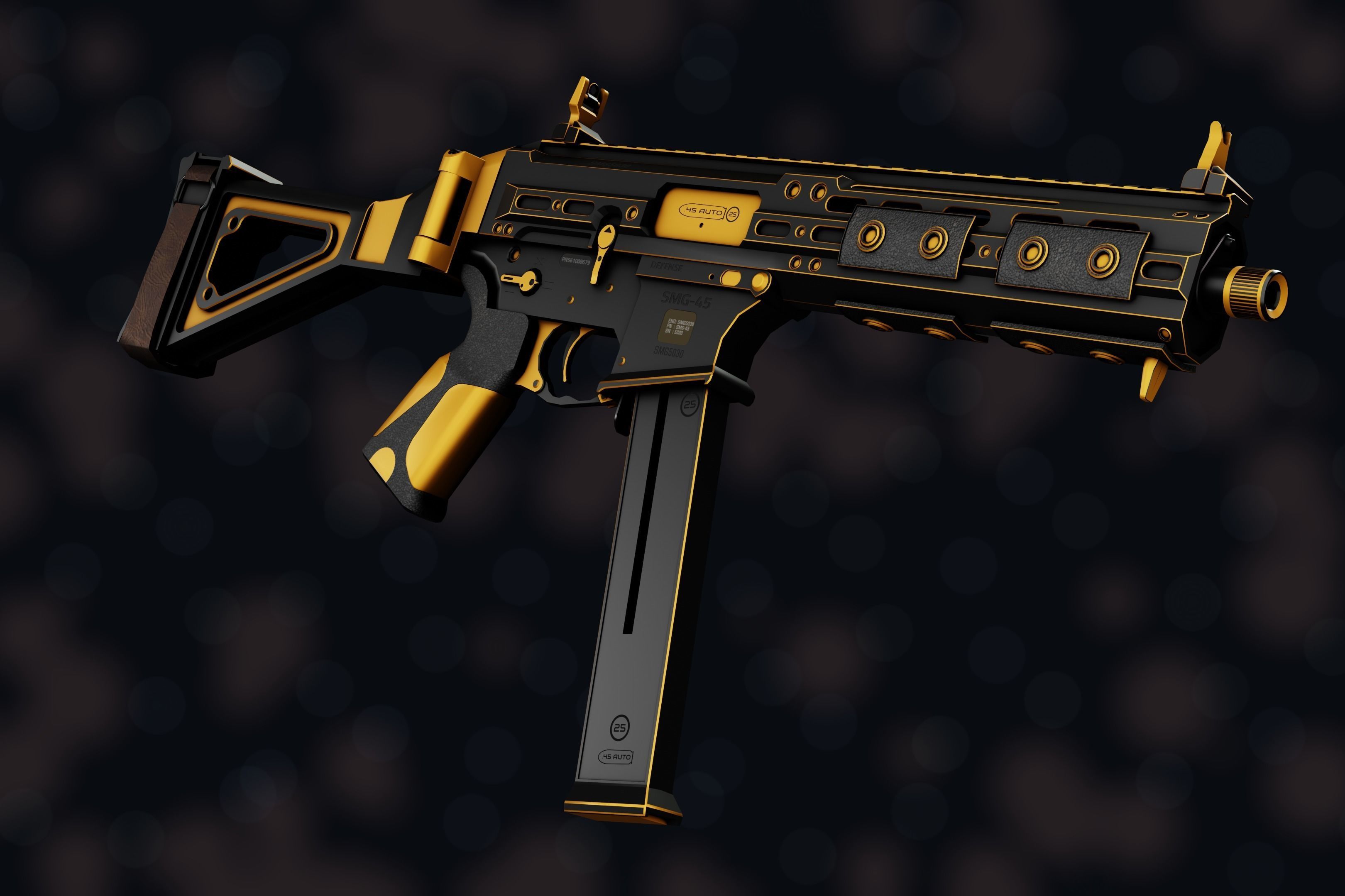 Weapon NZ SMG-45 Low-poly 3D model_10