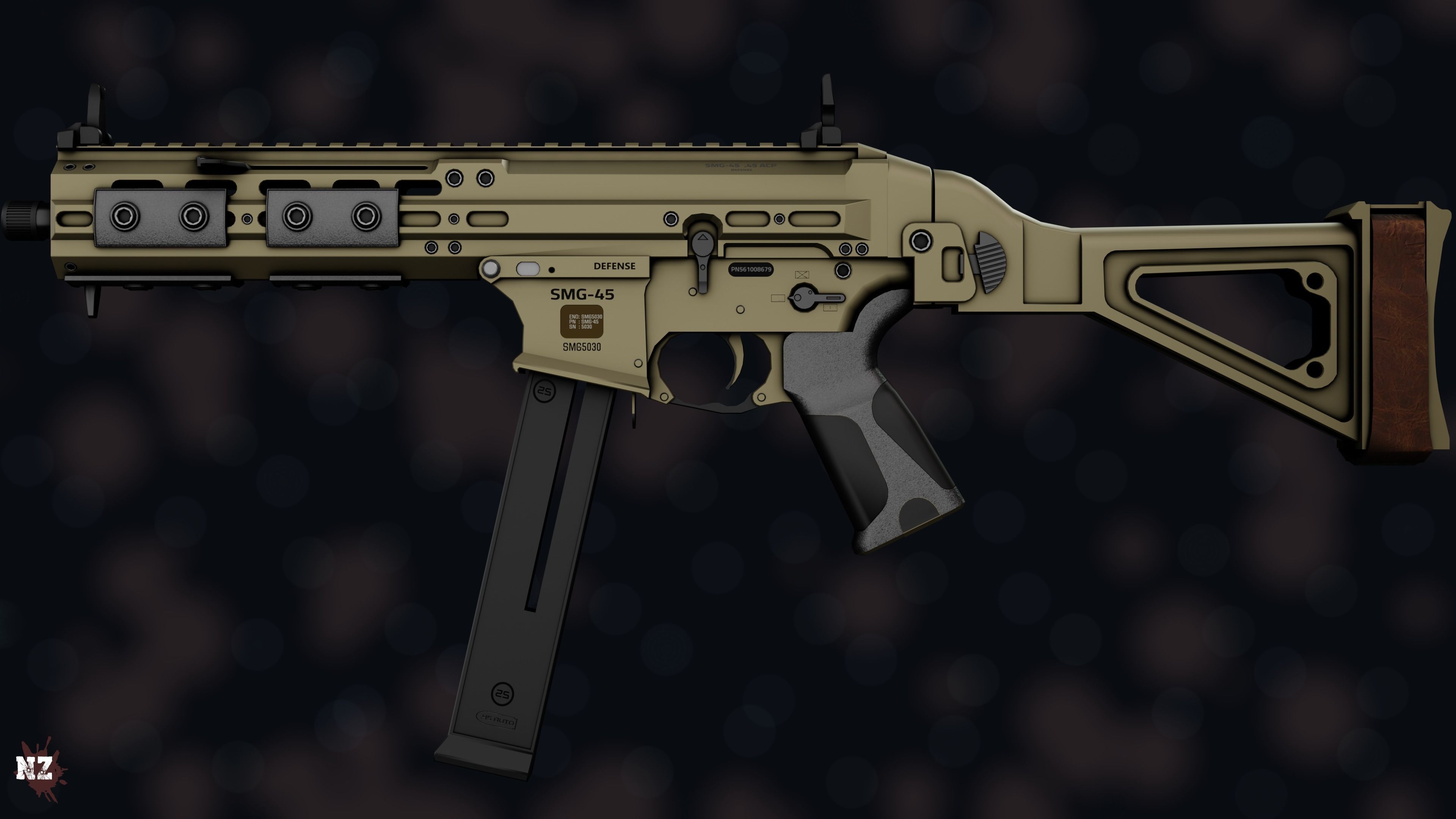 Weapon NZ SMG-45 Low-poly 3D model_34
