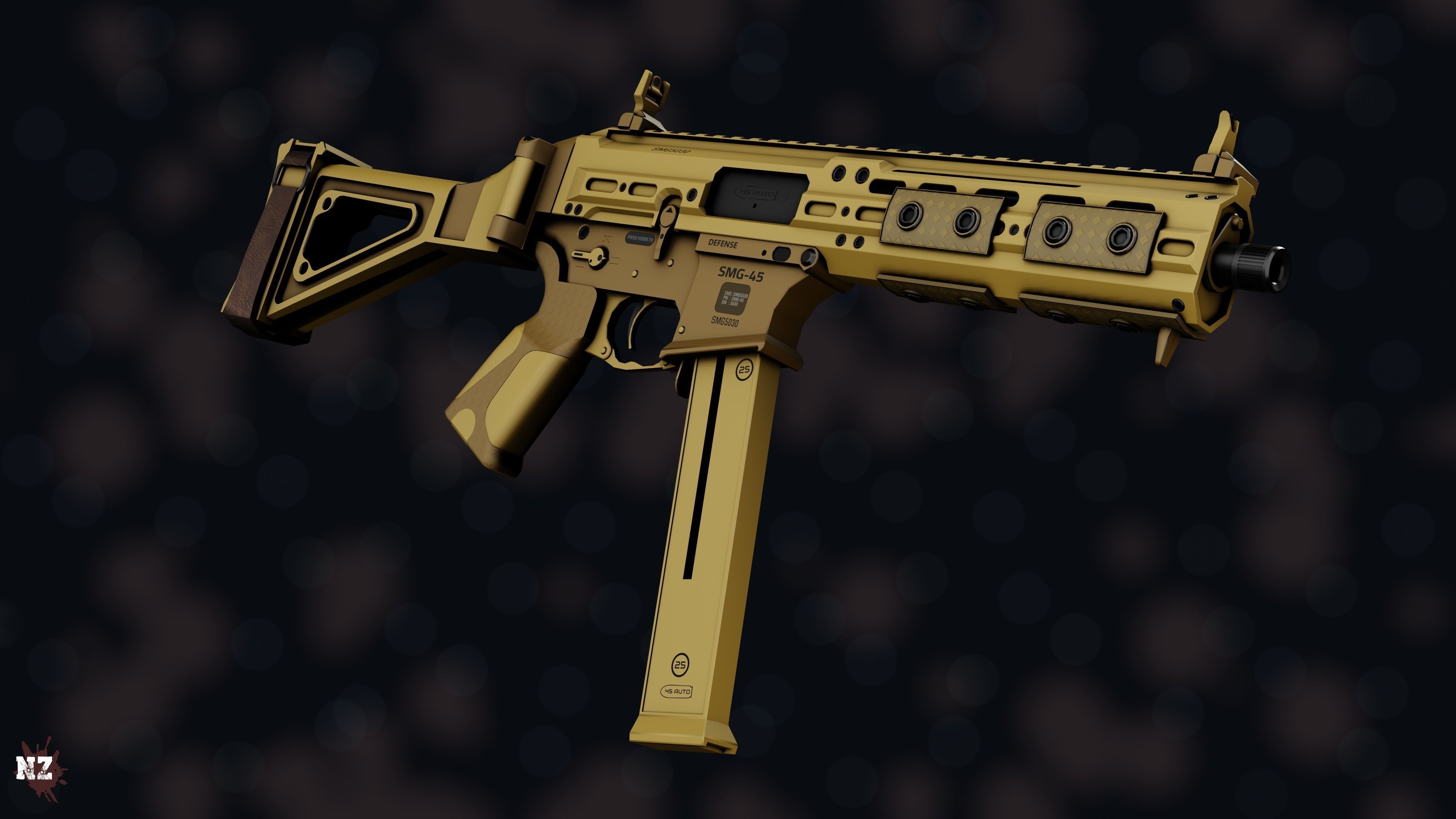 Weapon NZ SMG-45 Low-poly 3D model_20