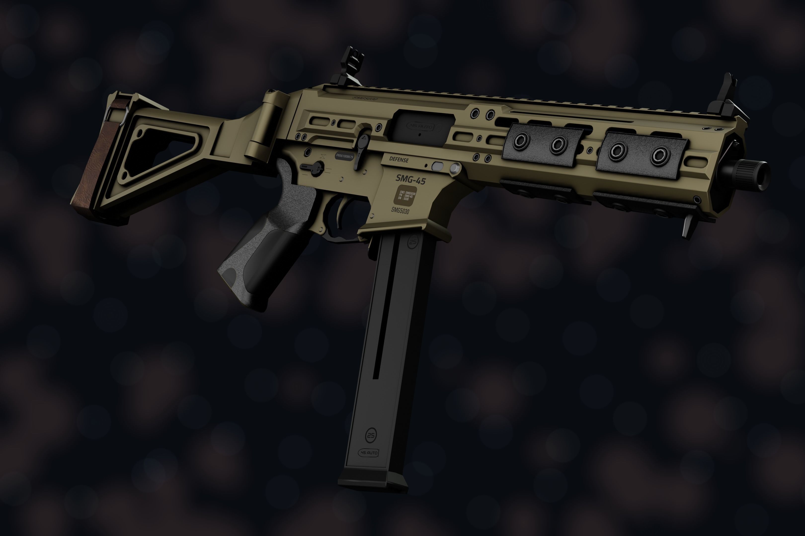 Weapon NZ SMG-45 Low-poly 3D model_9