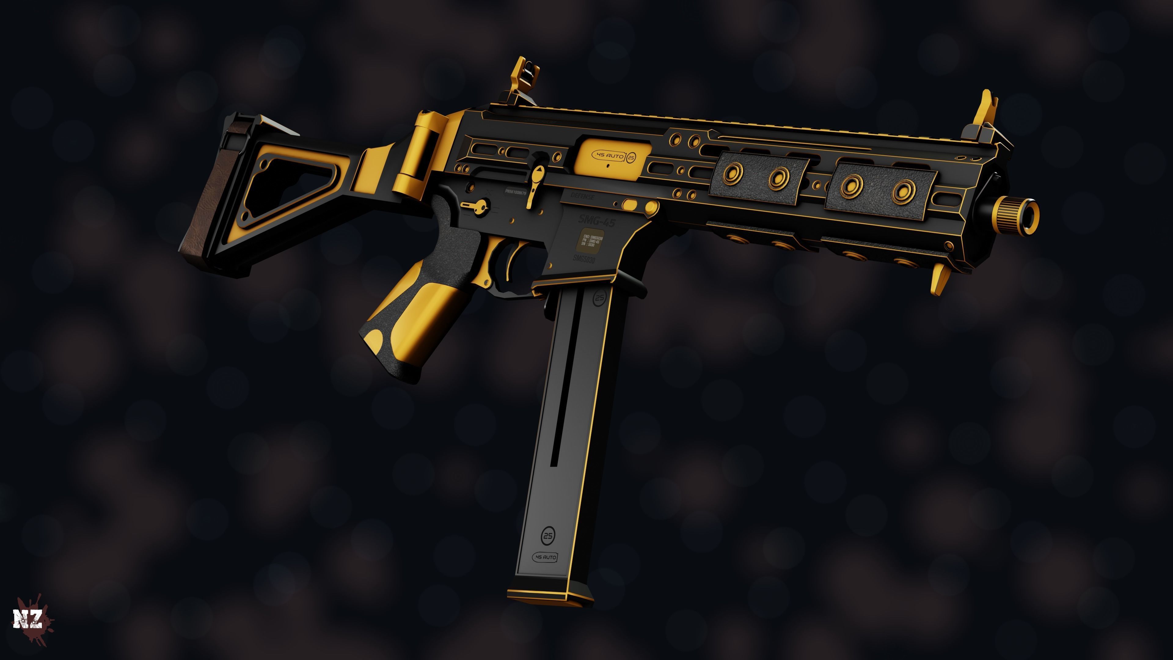 Weapon NZ SMG-45 Low-poly 3D model_23