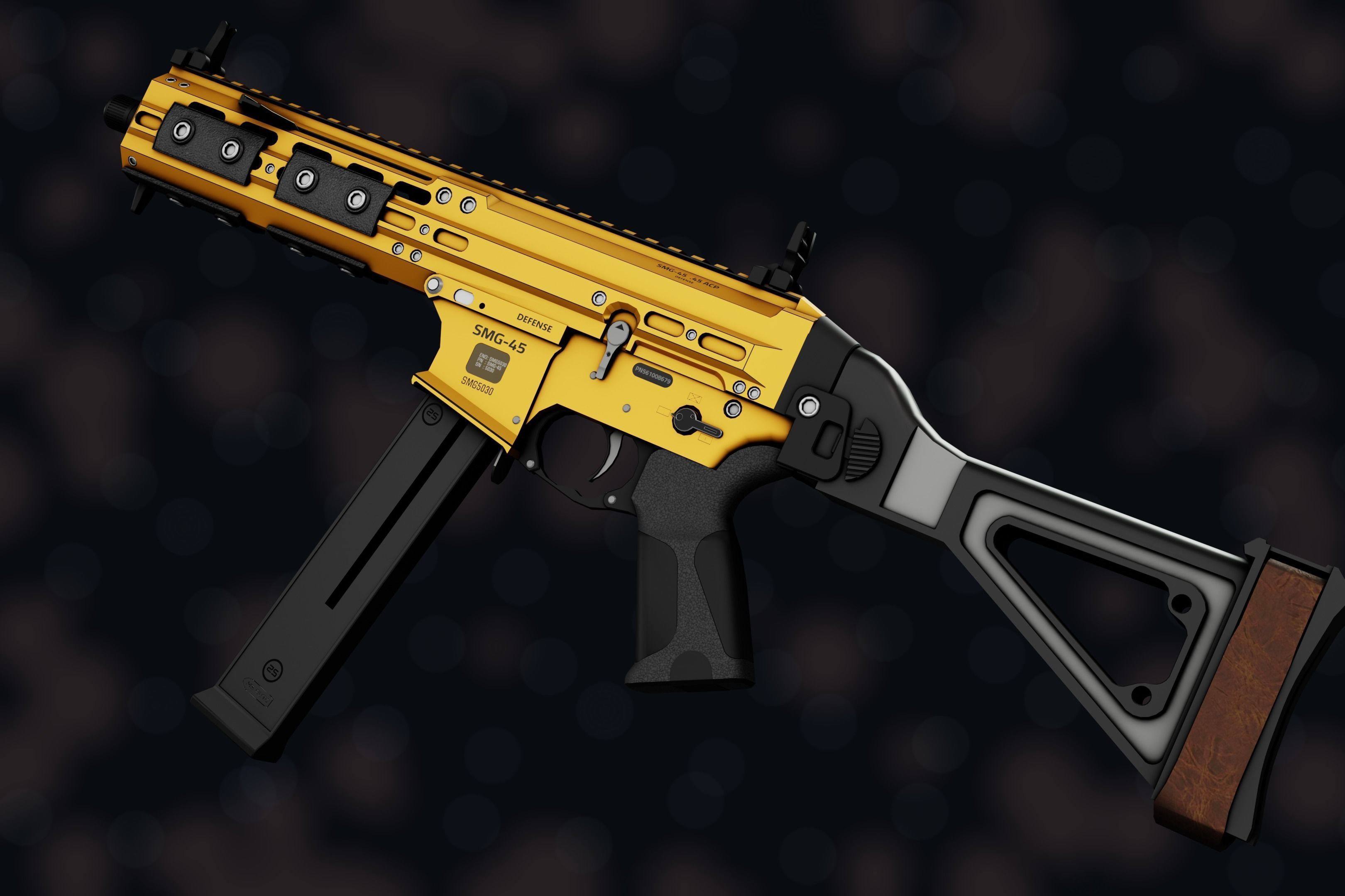 Weapon NZ SMG-45 Low-poly 3D model_8