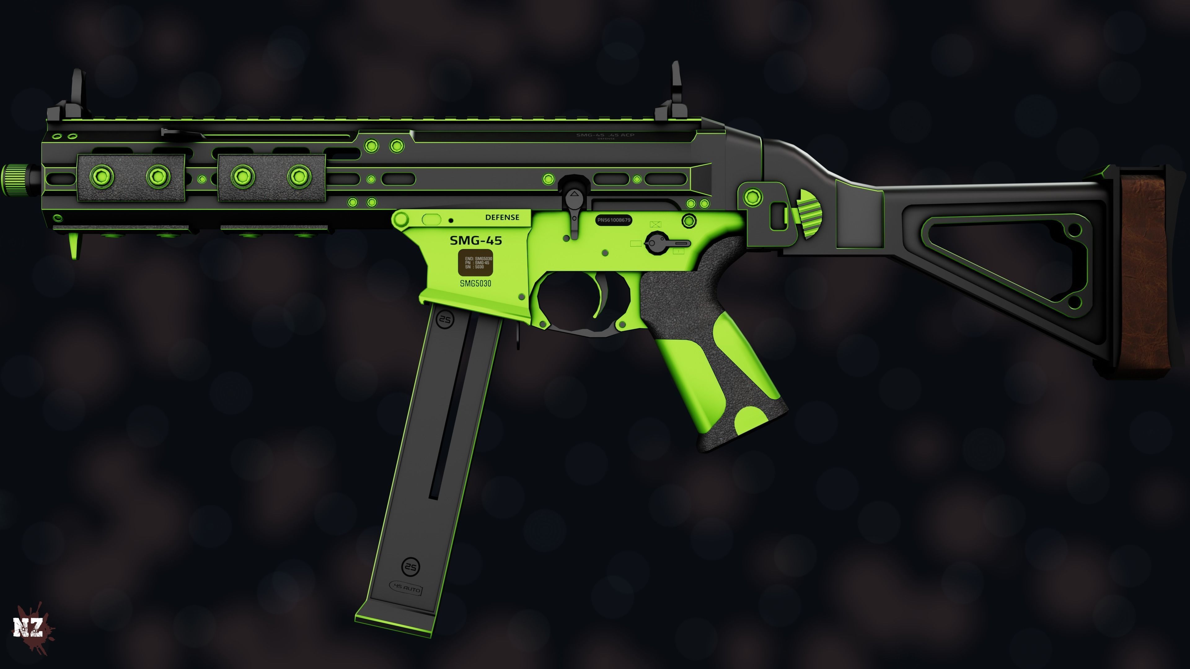 Weapon NZ SMG-45 Low-poly 3D model_29
