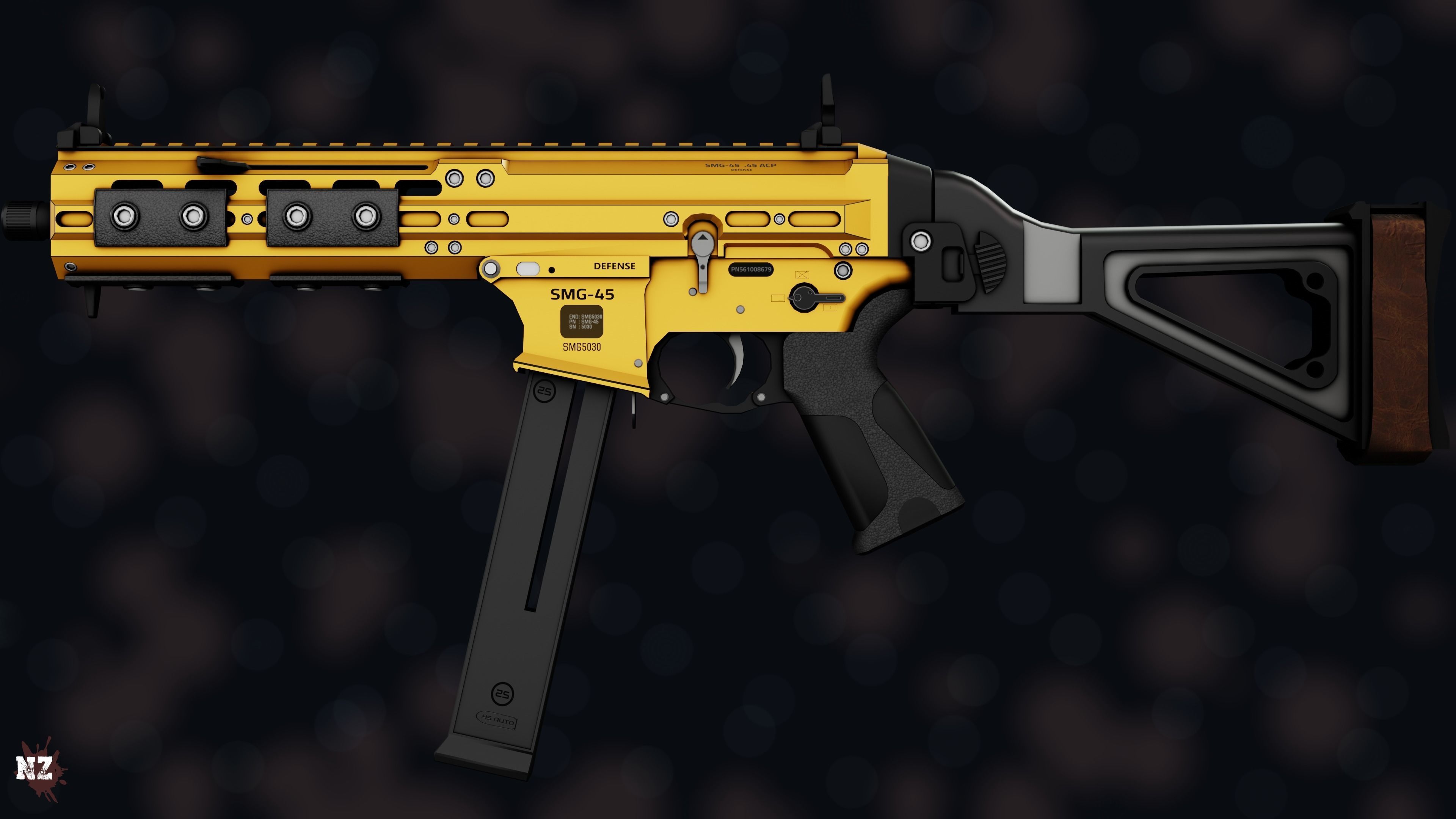 Weapon NZ SMG-45 Low-poly 3D model_32