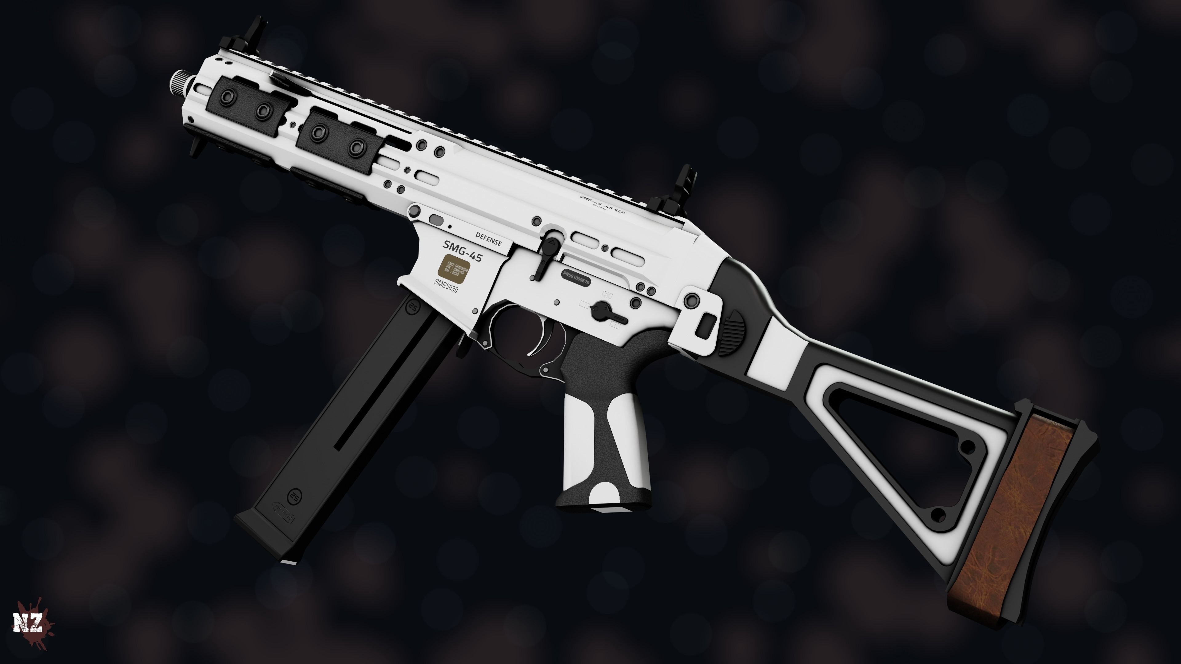Weapon NZ SMG-45 Low-poly 3D model_14