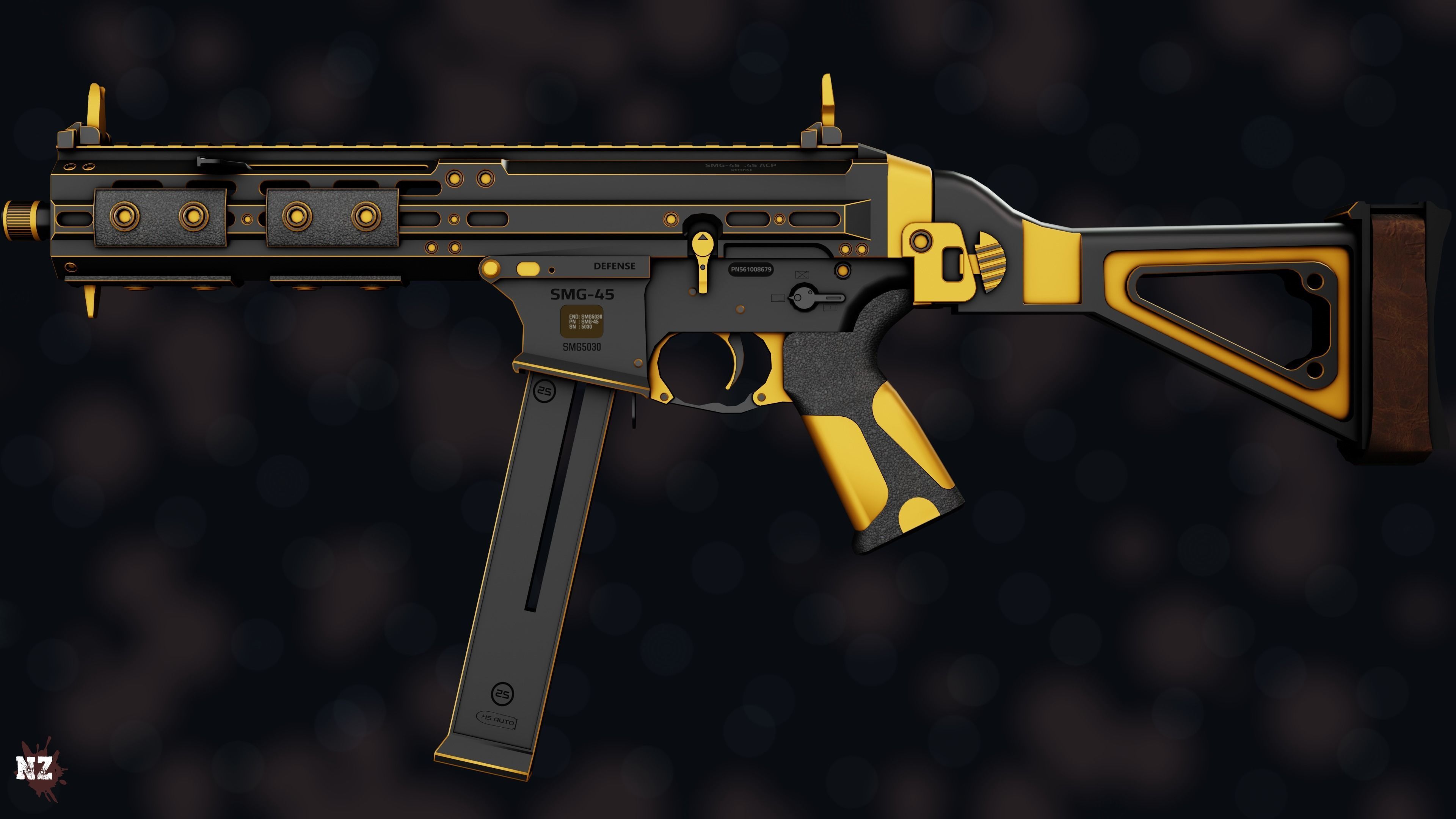 Weapon NZ SMG-45 Low-poly 3D model_28