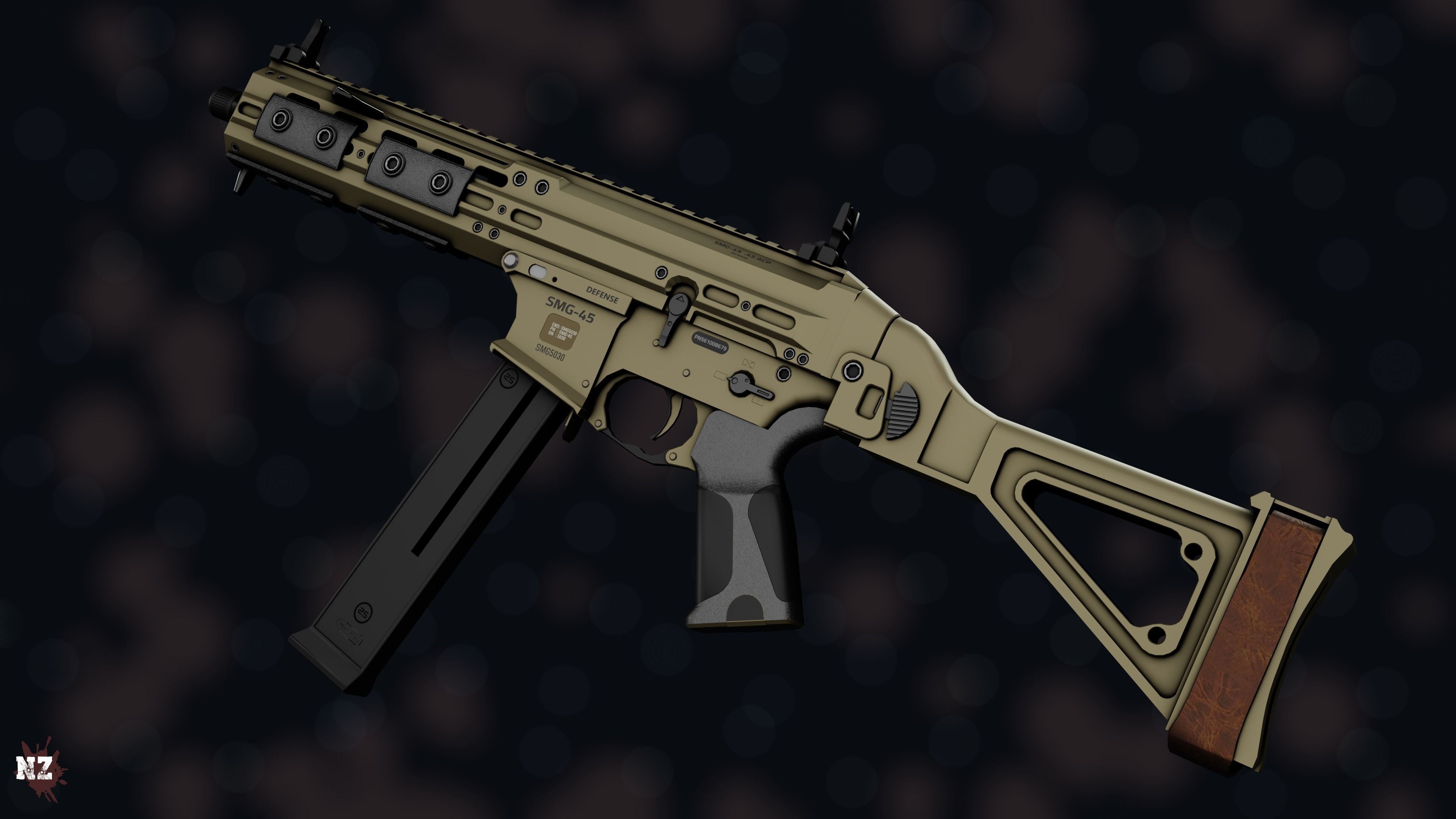 Weapon NZ SMG-45 Low-poly 3D model_18
