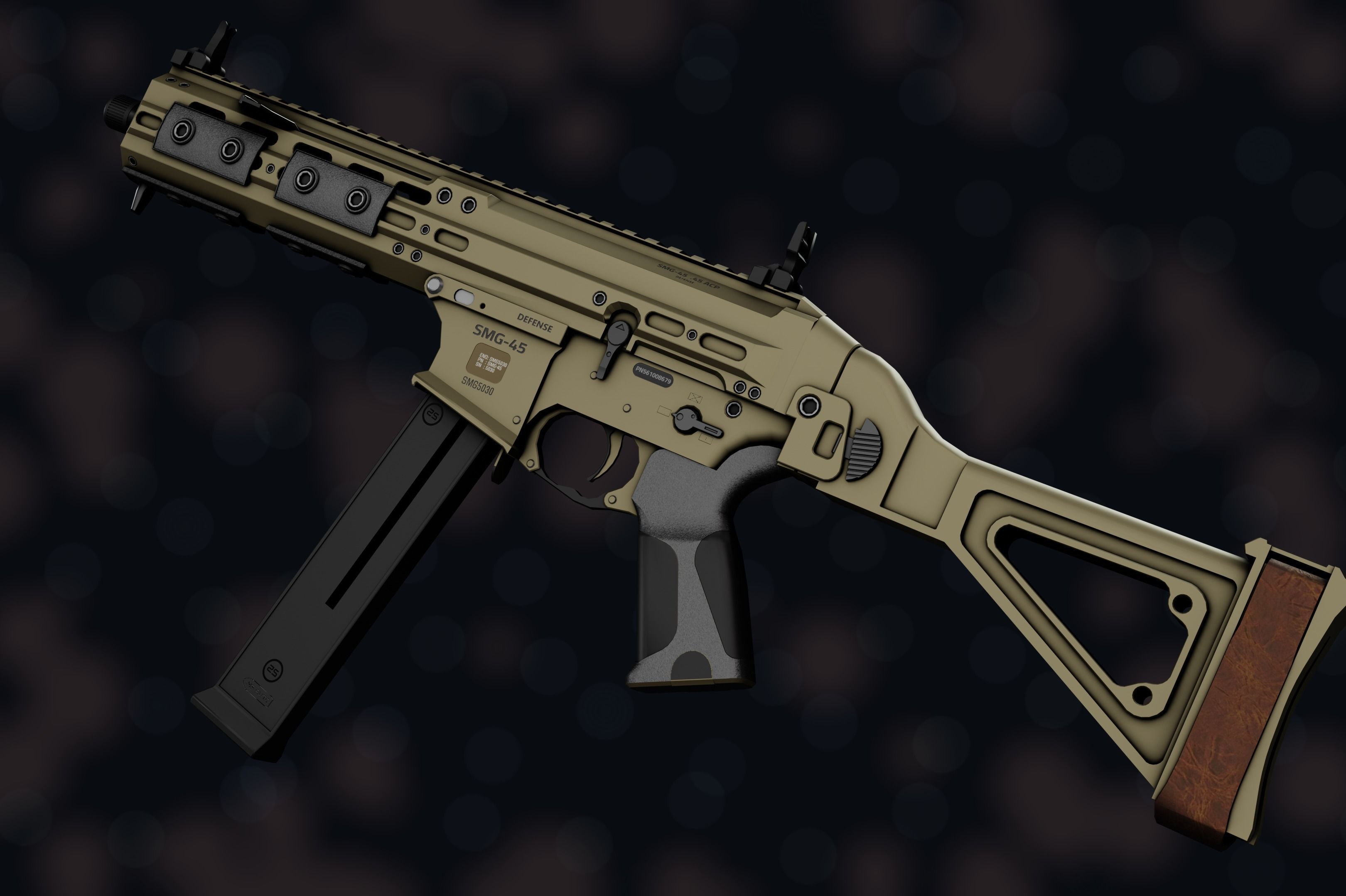 Weapon NZ SMG-45 Low-poly 3D model_2