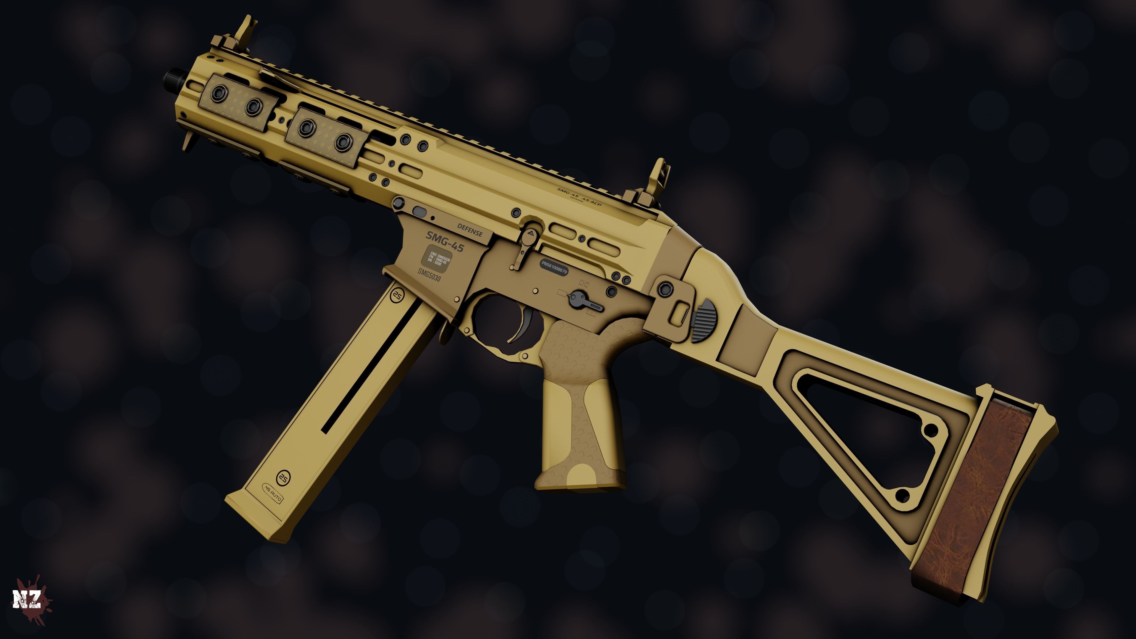 Weapon NZ SMG-45 Low-poly 3D model_13