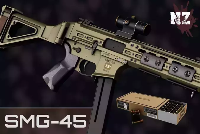 Weapon NZ SMG-45 Low-poly 3D model