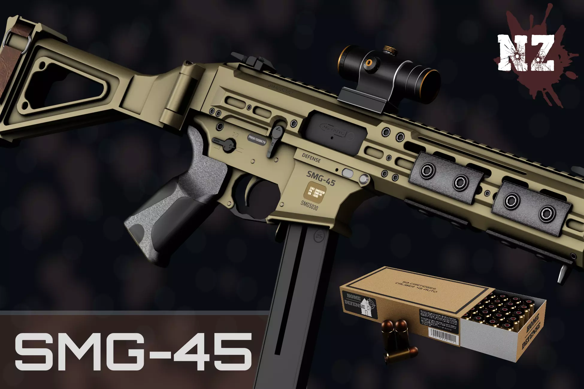 Weapon NZ SMG-45 Low-poly 3D model_0