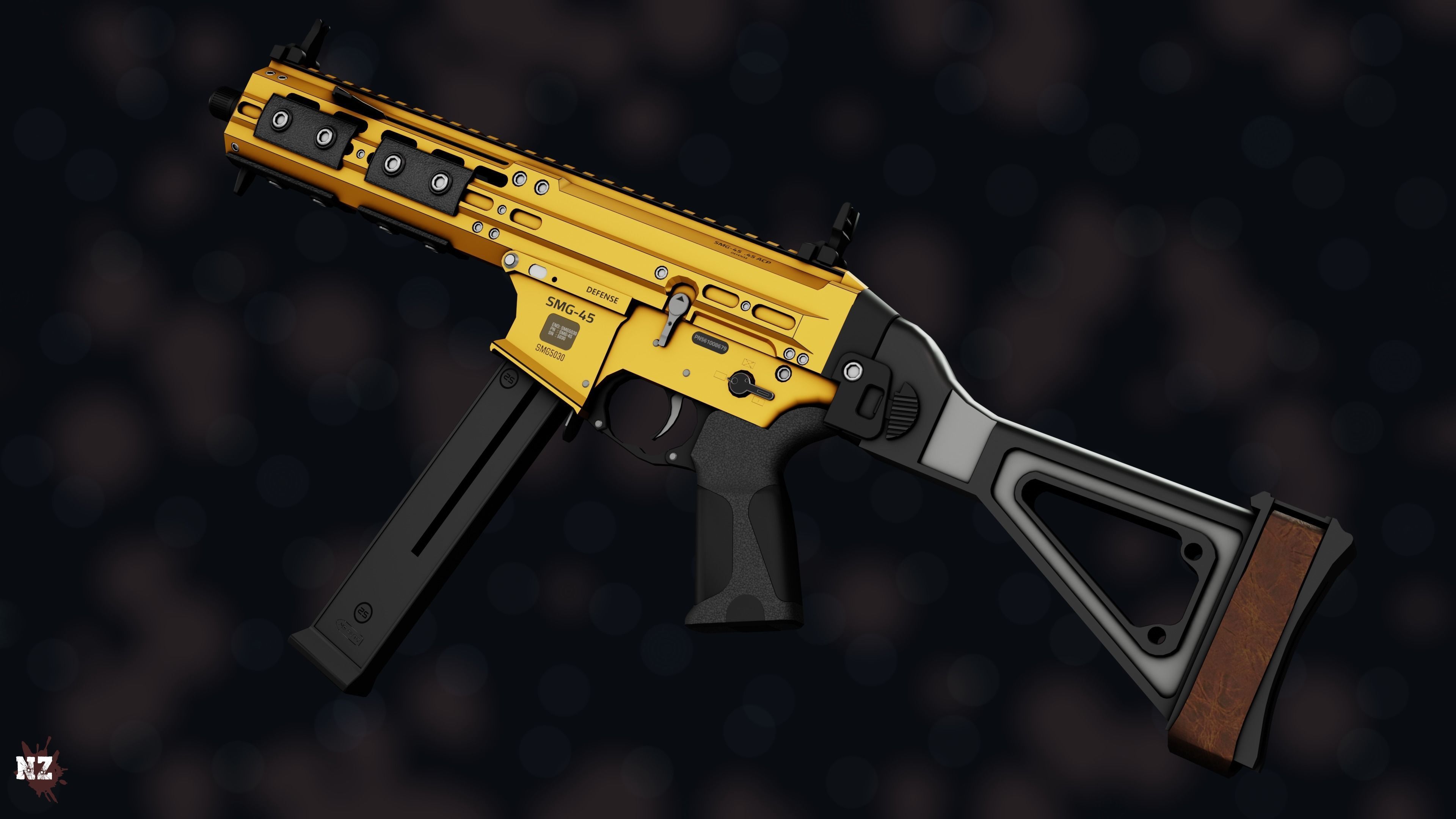 Weapon NZ SMG-45 Low-poly 3D model_17