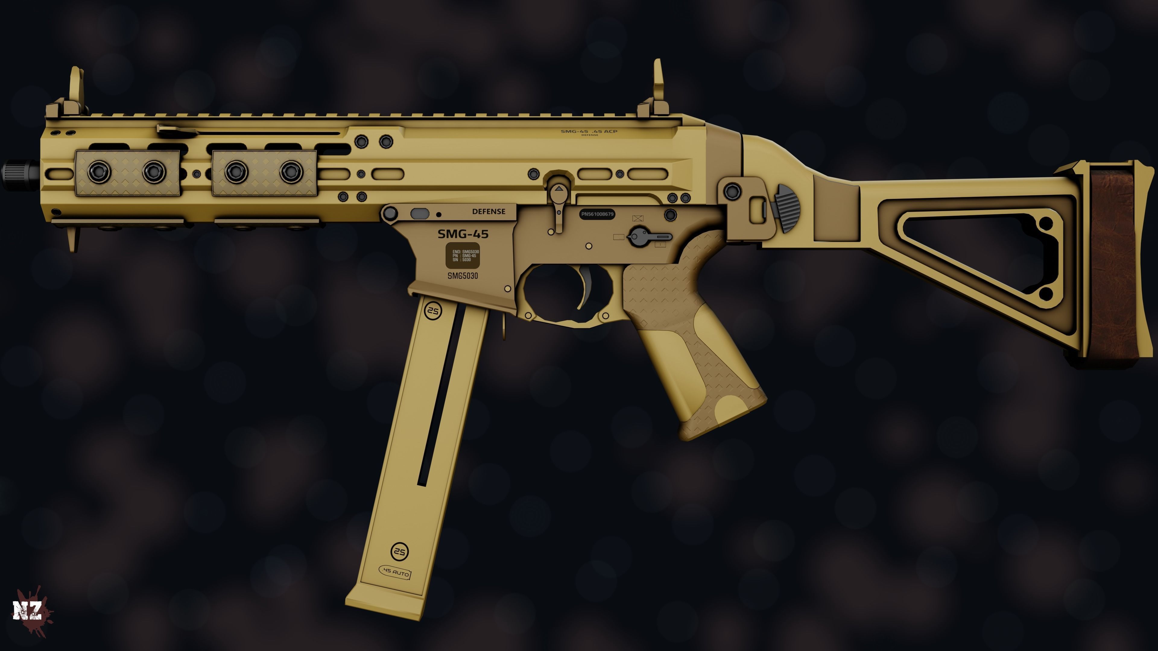 Weapon NZ SMG-45 Low-poly 3D model_31