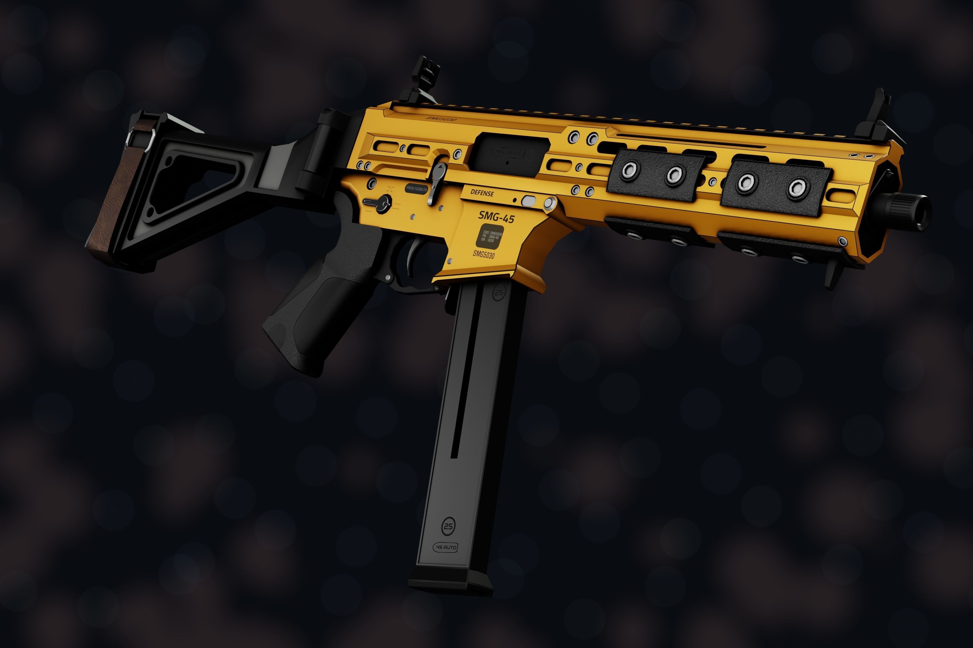 Weapon NZ SMG-45 Low-poly 3D model_12